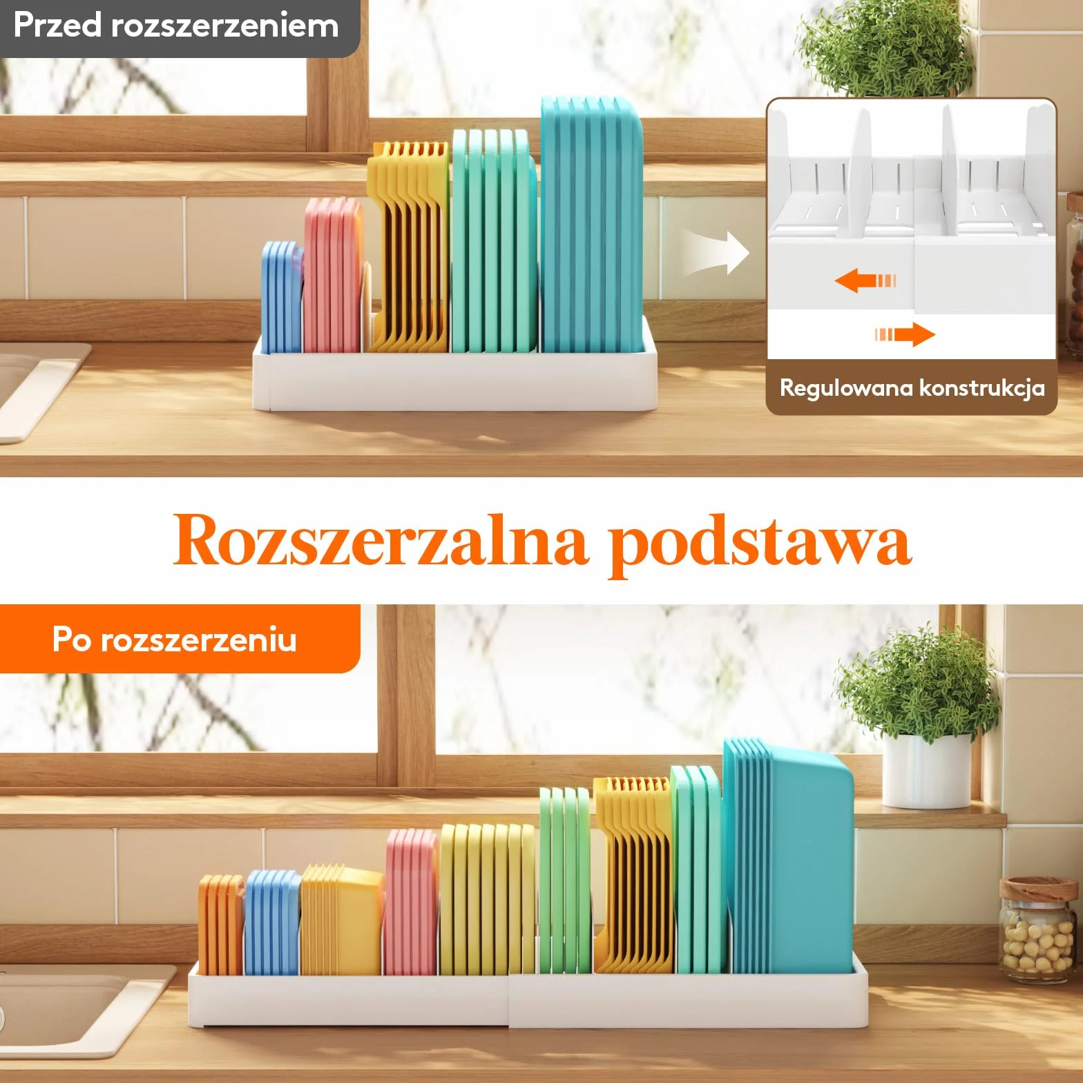 Lifewit Pokrywa Garnka Świeże Pudełko do Przechowywania, Pudełko na Lunch Pokrywa Organizer Kuchenny Uchwyt Szuflada, Teleskopowa 34-62cm