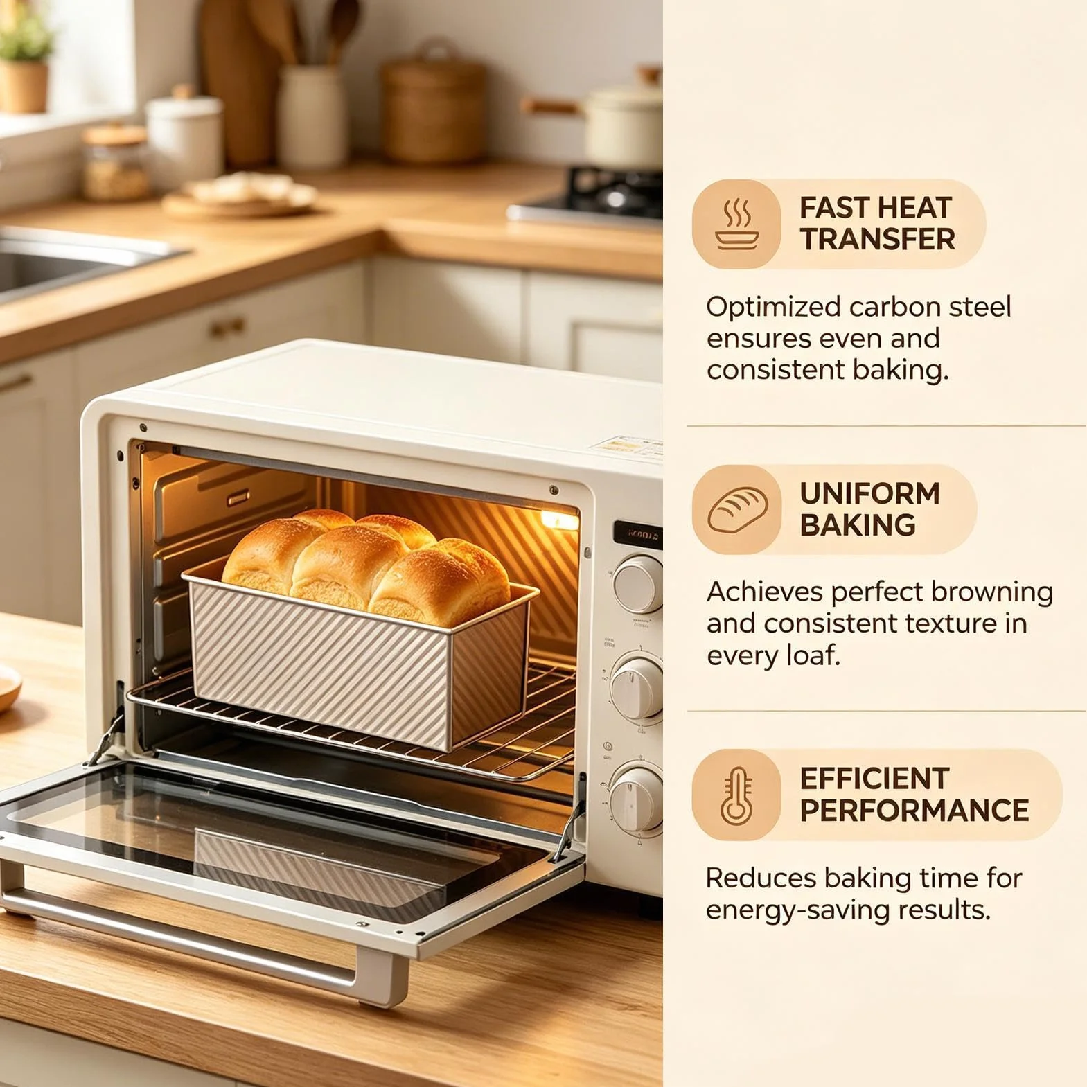 Corrugated Bread Pan with Cover, Carbon Steel Non-Stick Loaf Tin, Professional Sandwich Baking Pan, Heavy Duty Loaf Maker, Kitchen Baking Use