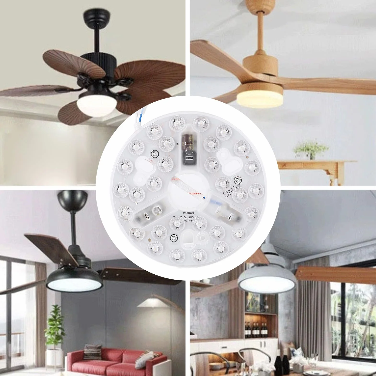 5.3-calowy Wentylator Sufitowy z LED, 3 Kolor Temperatury, 15W, Okrągły Zestaw Modernizacji, Przyciemnianie, Idealny do Restrofitu