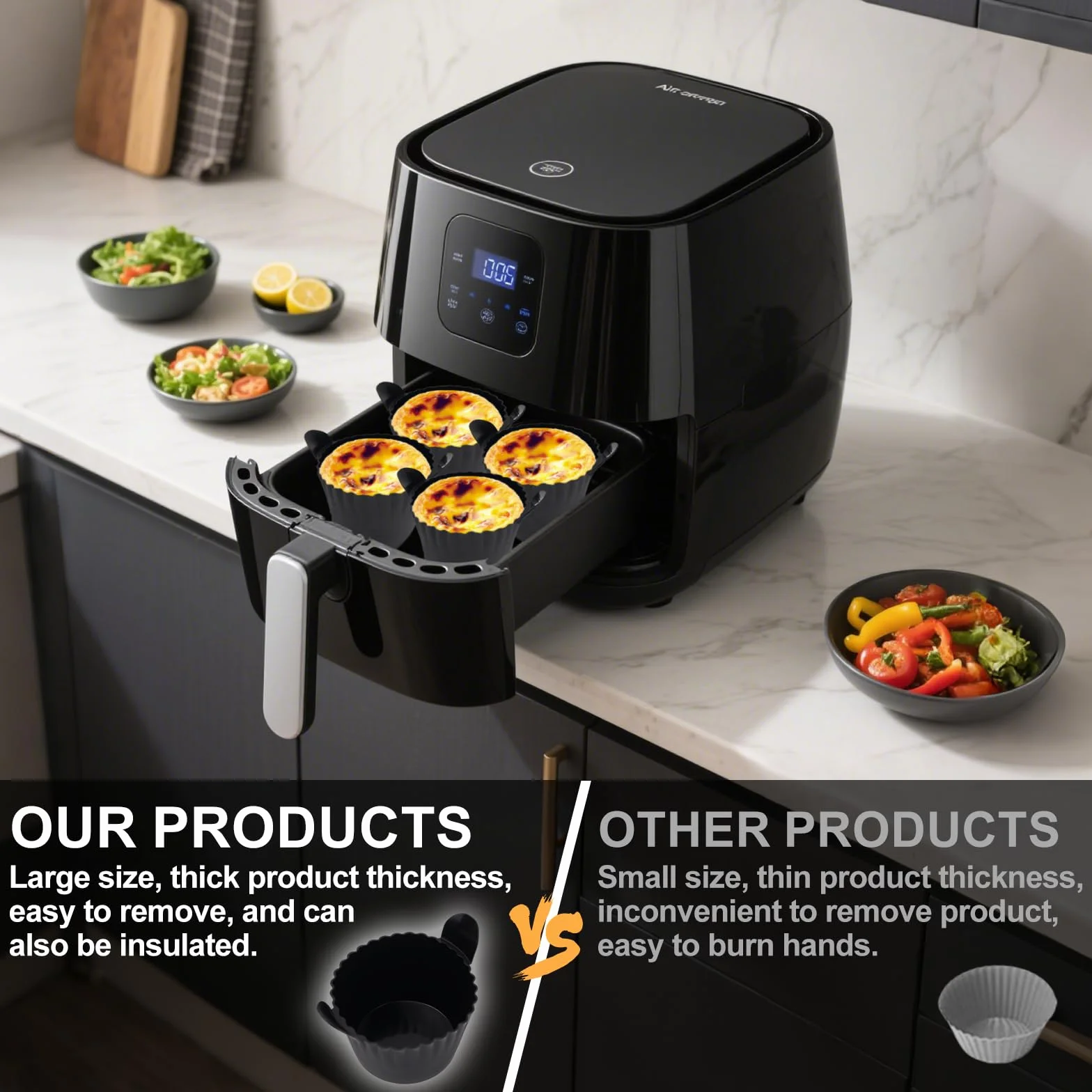 Zestaw akcesoriów do frytkownicy na gorące powietrze Kompatybilny z Ninja AF160EU, AF150EU, AF161EU, COSORI, Philips, akcesoria Airfryer, okrągłe