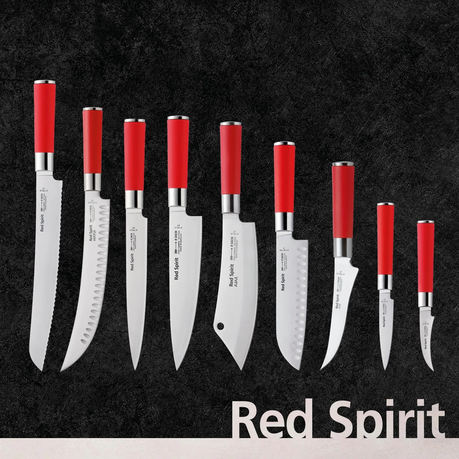 F. DICK Santoku, nóż kuchenny, Red Spirit (nóż z ostrzem 18 cm, stal X55CrMo14, nierdzewna, 56° HRC) 8174218