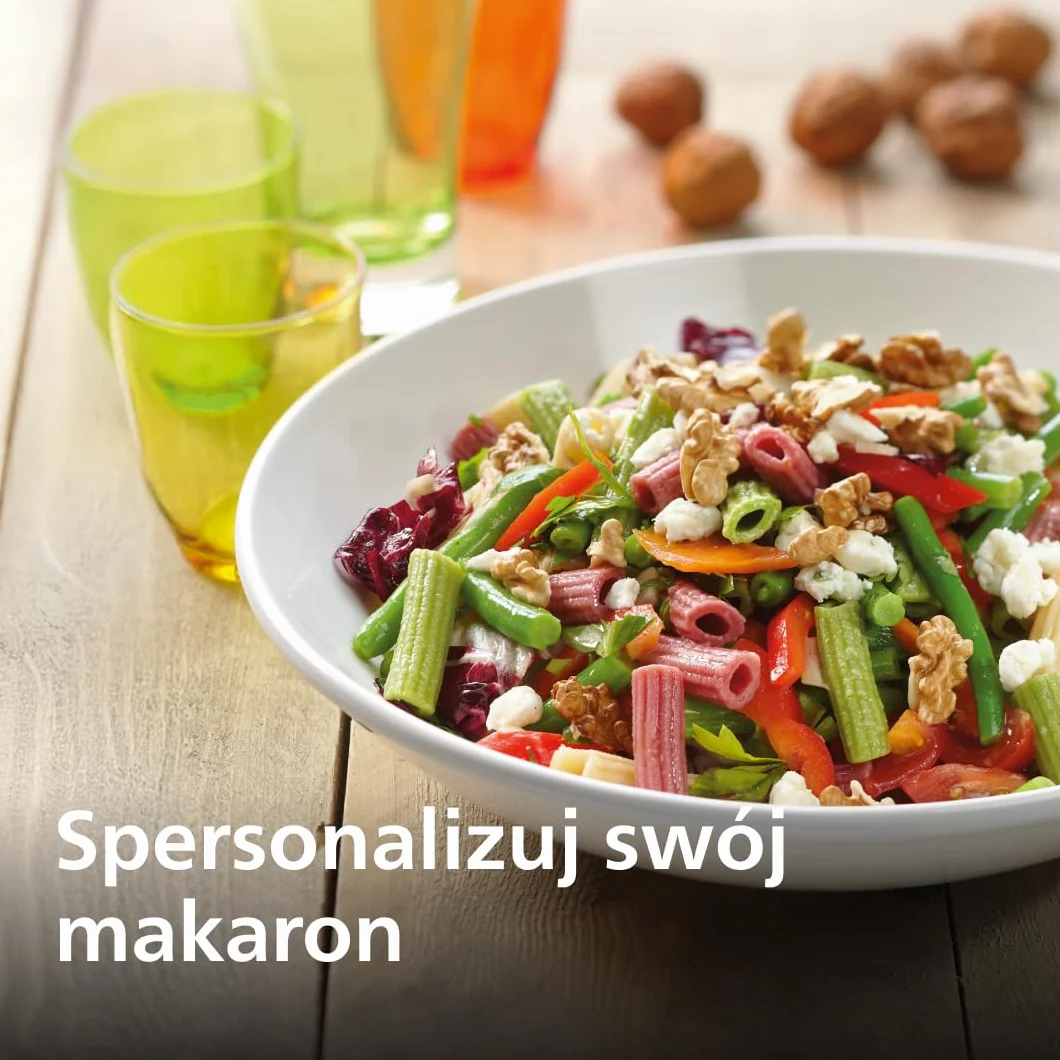 Philips Seria 7000 Urządzenie do wyrobu makaronu - Technologia ProExtrude, Automatyczne ważenie, 8 tarczy formujących, Idealne ciasto, Łatwe czyszczenie, Czarny (HR2665/93)