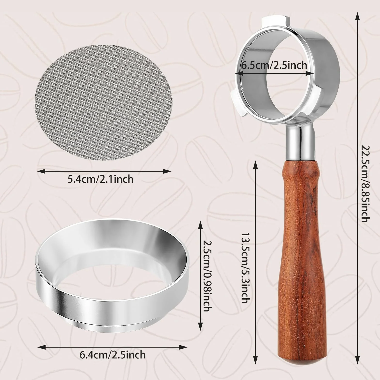 Bezdenny portafilter 54 mm z podwójnym ekranem krążkowym kompatybilny z serią Sage Breville Barista i lejek dozujący pasuje do Barista Express zawiera potrójne opakowanie prezentowe do