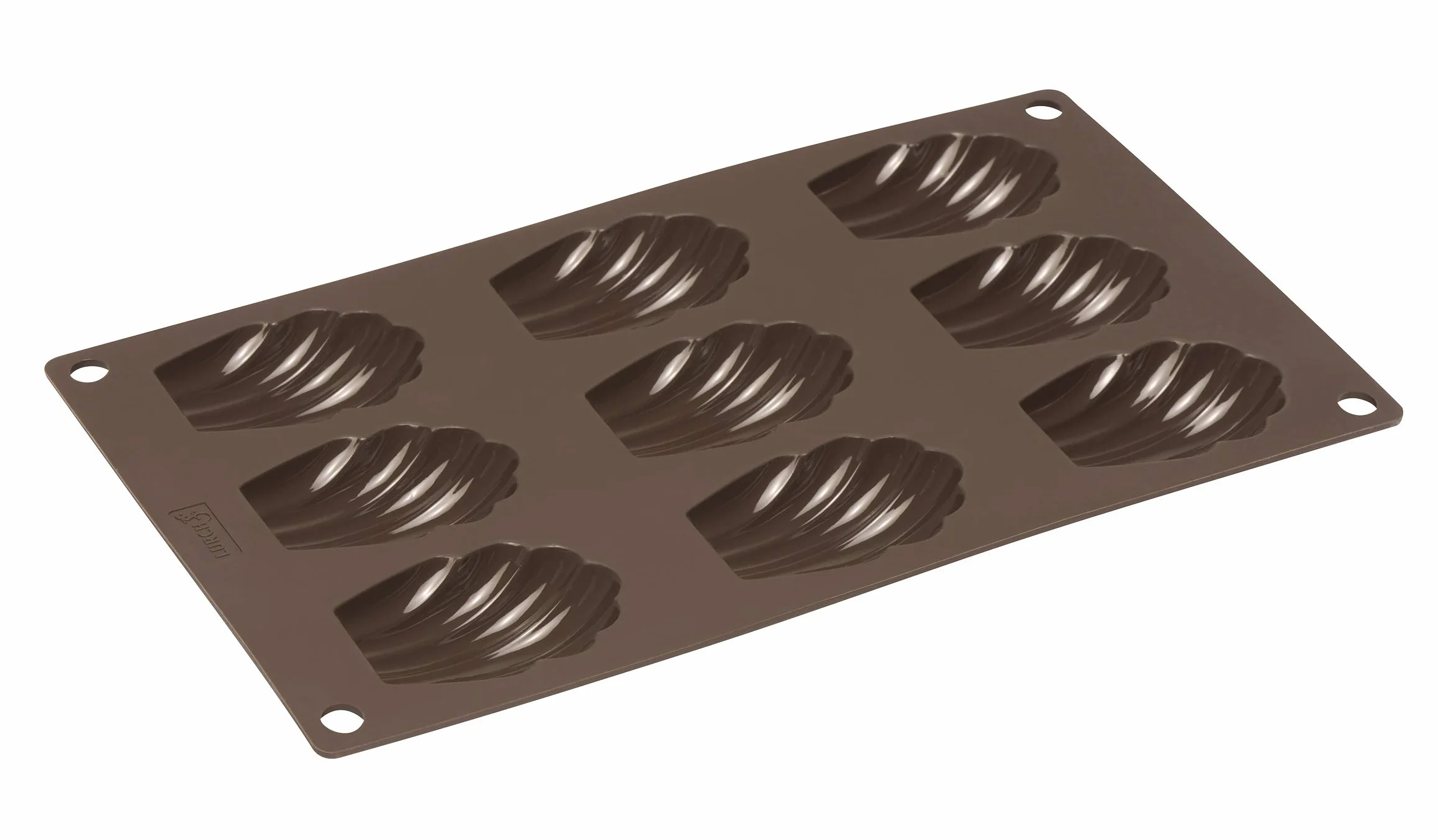Lurch 85025 FlexiForm Madeleine 9-rzędowa (6 x 4 cm) wykonana w 100% z silikonu platynowego niezawierającego BPA, brązowa