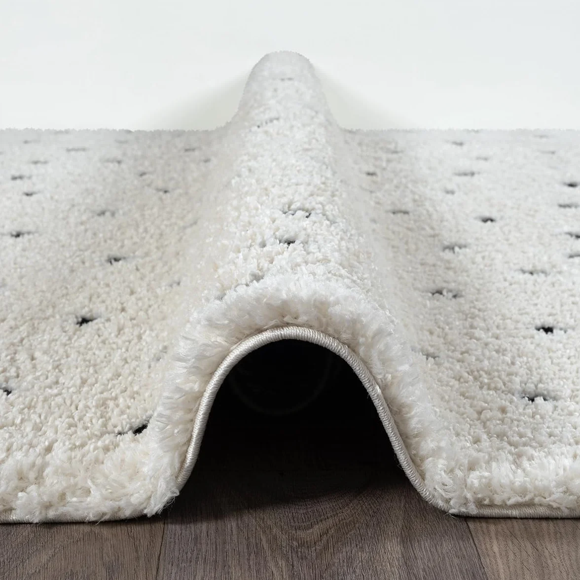 the carpet Bahar Shaggy elegancki designerski dywan do salonu, miękki i łatwy w pielęgnacji, z wysokim runem, w kolorze kremowym, 160 x 230 cm