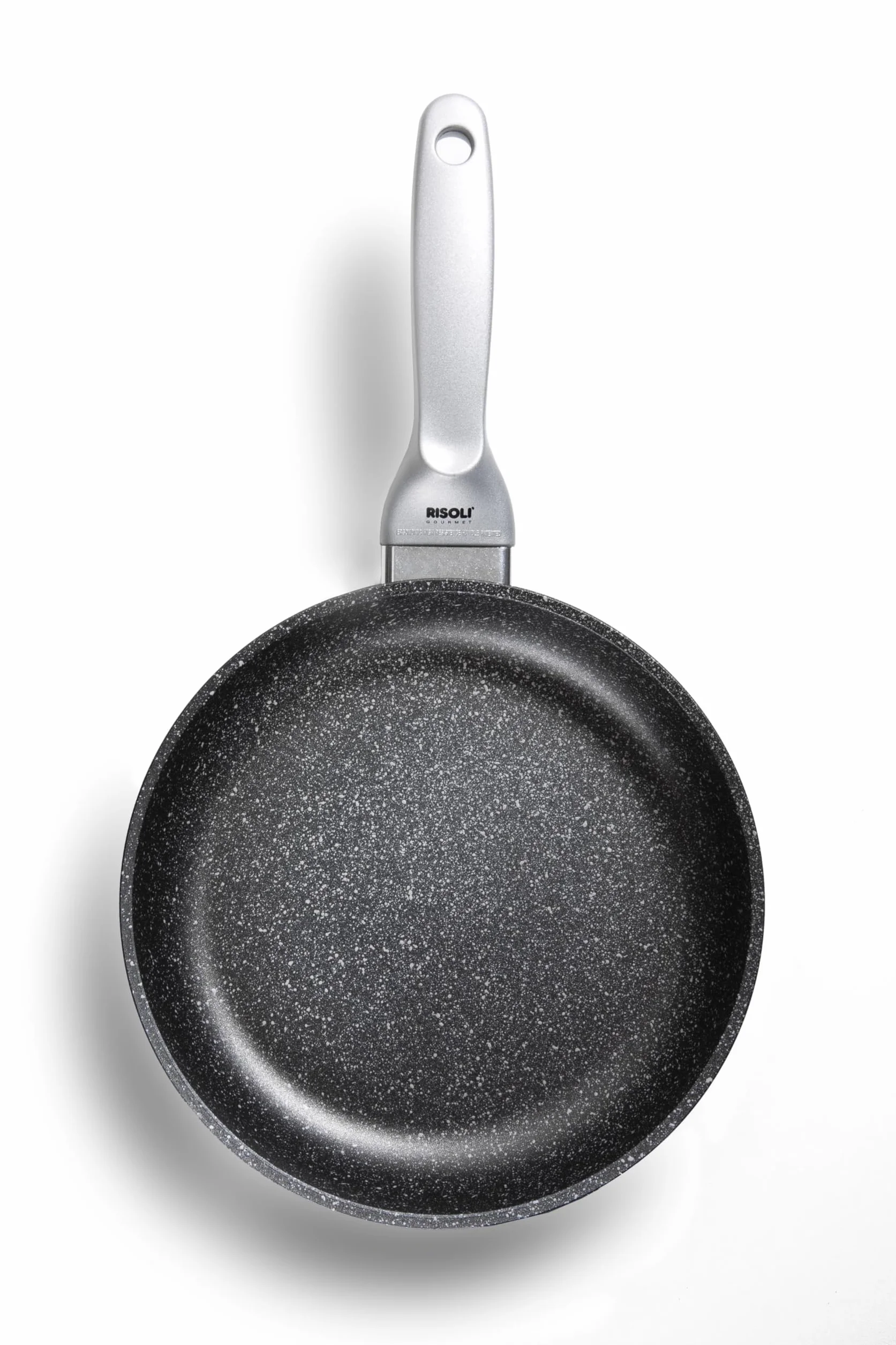 Risoli Patelnia 24 cm z powłoką zapobiegającą przywieraniu, do kuchenek indukcyjnych, nadaje się do mycia w zmywarce, 24 litry, kamień, uchwyt ze stali nierdzewnej, smażenie, smażenie jajek, pieczenie