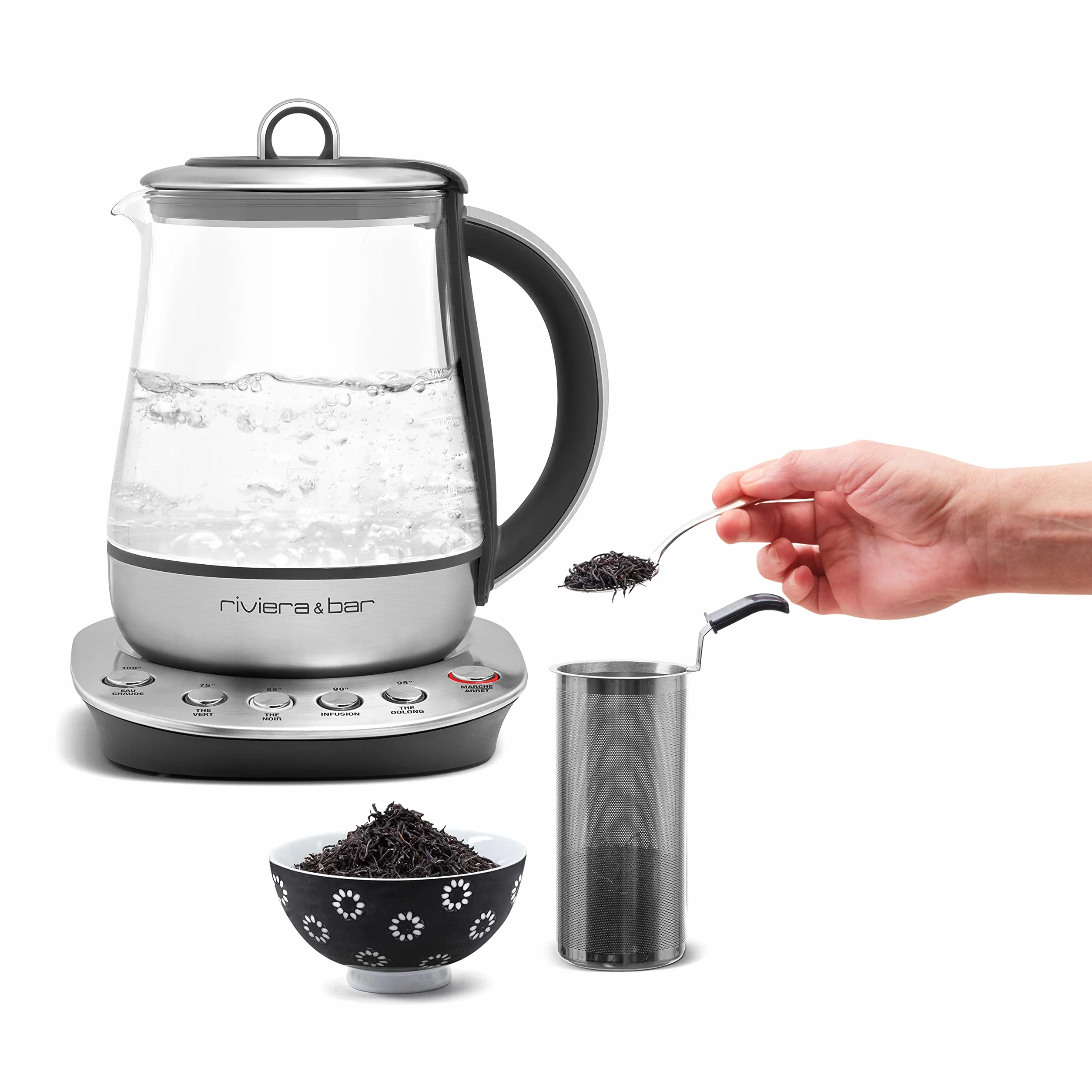 Riviera-et-Bar BTH540 Dzbanek ze stali nierdzewnej o regulowanej temperaturze 1,2 l Jaipur Zen