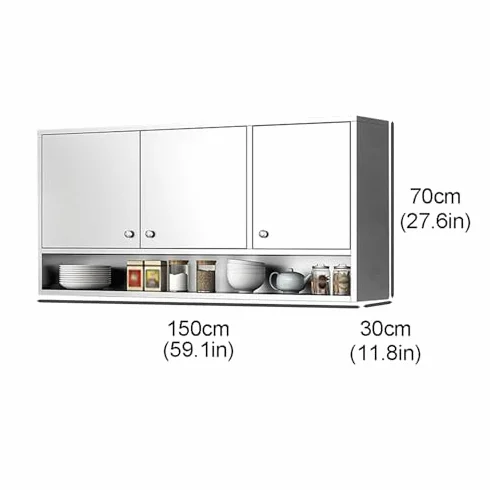 Szafka ścienna ze stali nierdzewnej, regulowana, otwarta półka, regał do przechowywania, montowany na ścianie, szafka do kuchni, łazienki i salonu, 120 x 60 x 35 cm – i stylowa