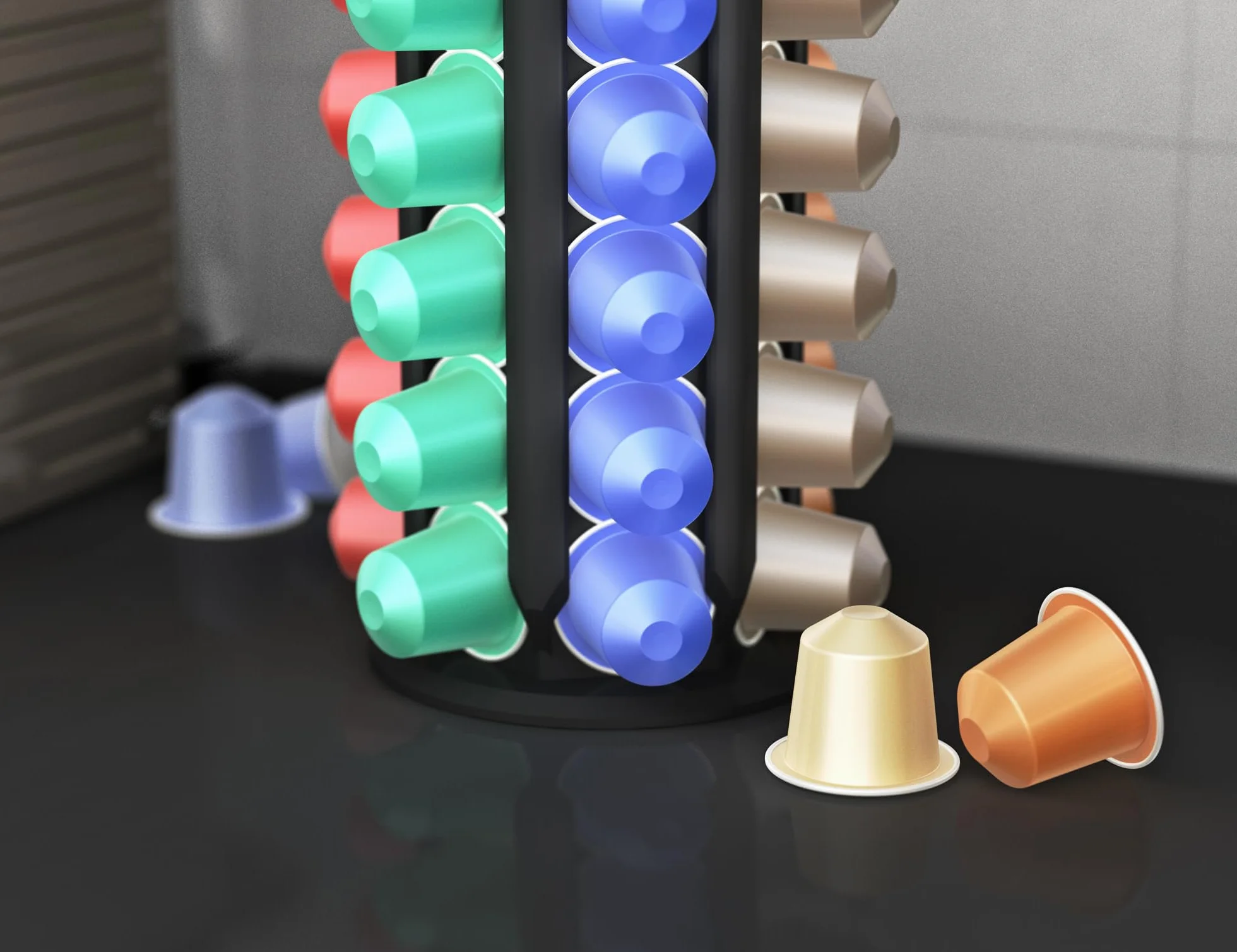 NewGround Designs Uchwyt na kapsułki do Nespresso (30+ kapsułek) – dozownik kapsułek, stojak na kapsułki, uchwyt, wieża na kapsułki