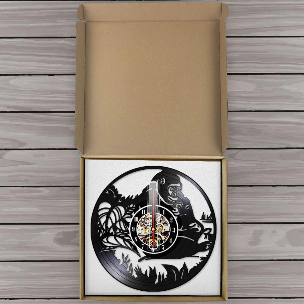 ELD Dia 30 cm dżungla małpy płyta winylowa zegar ścienny vintage safari zwierzę sztuka prezent dla dzieci dziecko przedszkole pokój dziecięcy dekoracja zegar ścienny zegarek 7 zmieniających się