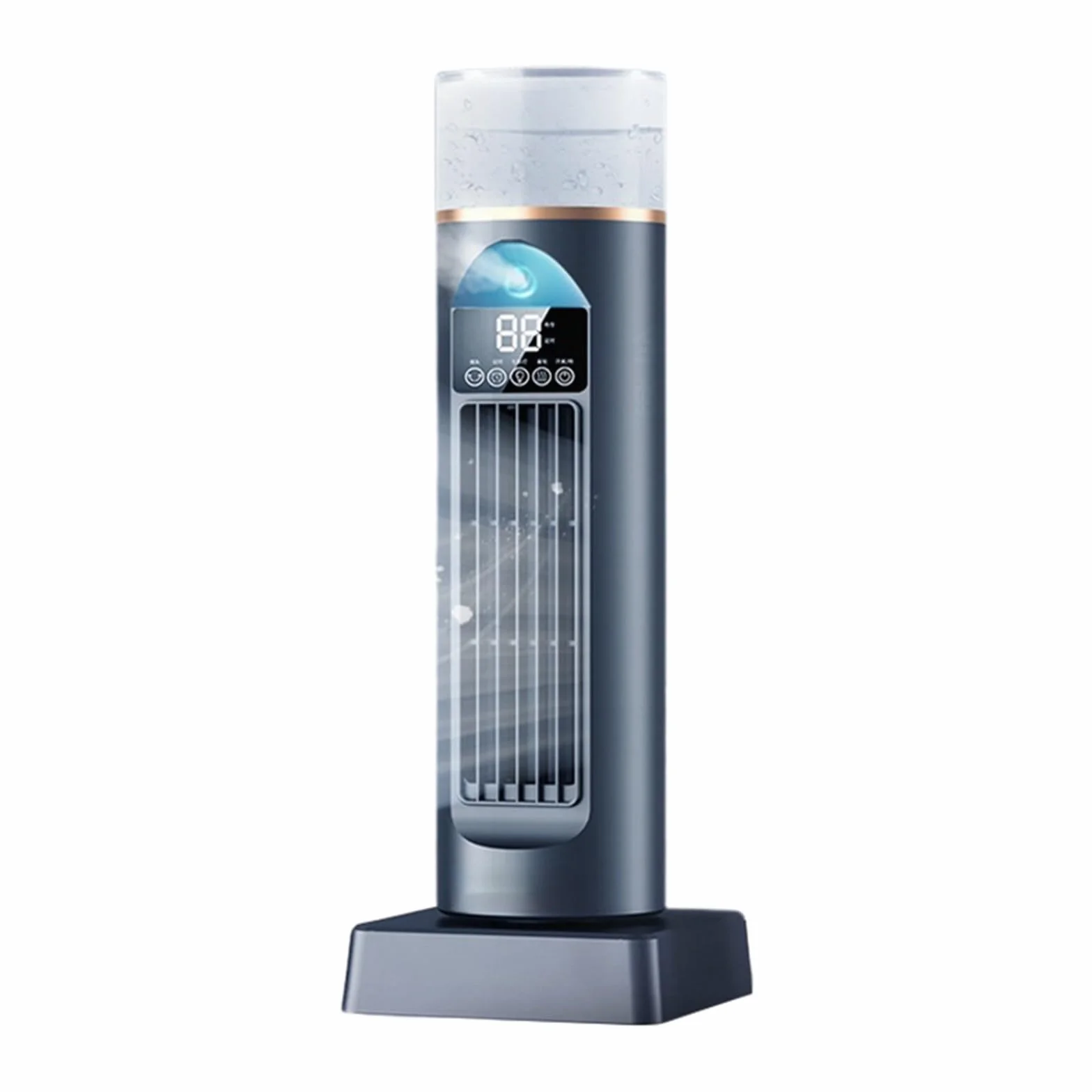 Przenośny wentylator Bladeless Tower z mgłą, 120 oscylująca chłodnica powietrza do sypialni, ciche osobiste chłodzenie z wyświetlaczem LED i regulowane prędkości dla domowego biura