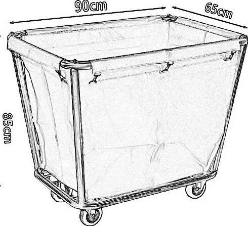 Ruchome Wózki, Gospodarstwa Domowego Obsługa Cart Rolling Pranie Hamper Sorter Wózek Z Kołami, Klinika Szpitalowa Wózek Do Czyszczenia Narzędzia Z Torbami/Blue/90 * 65 * 85Cm