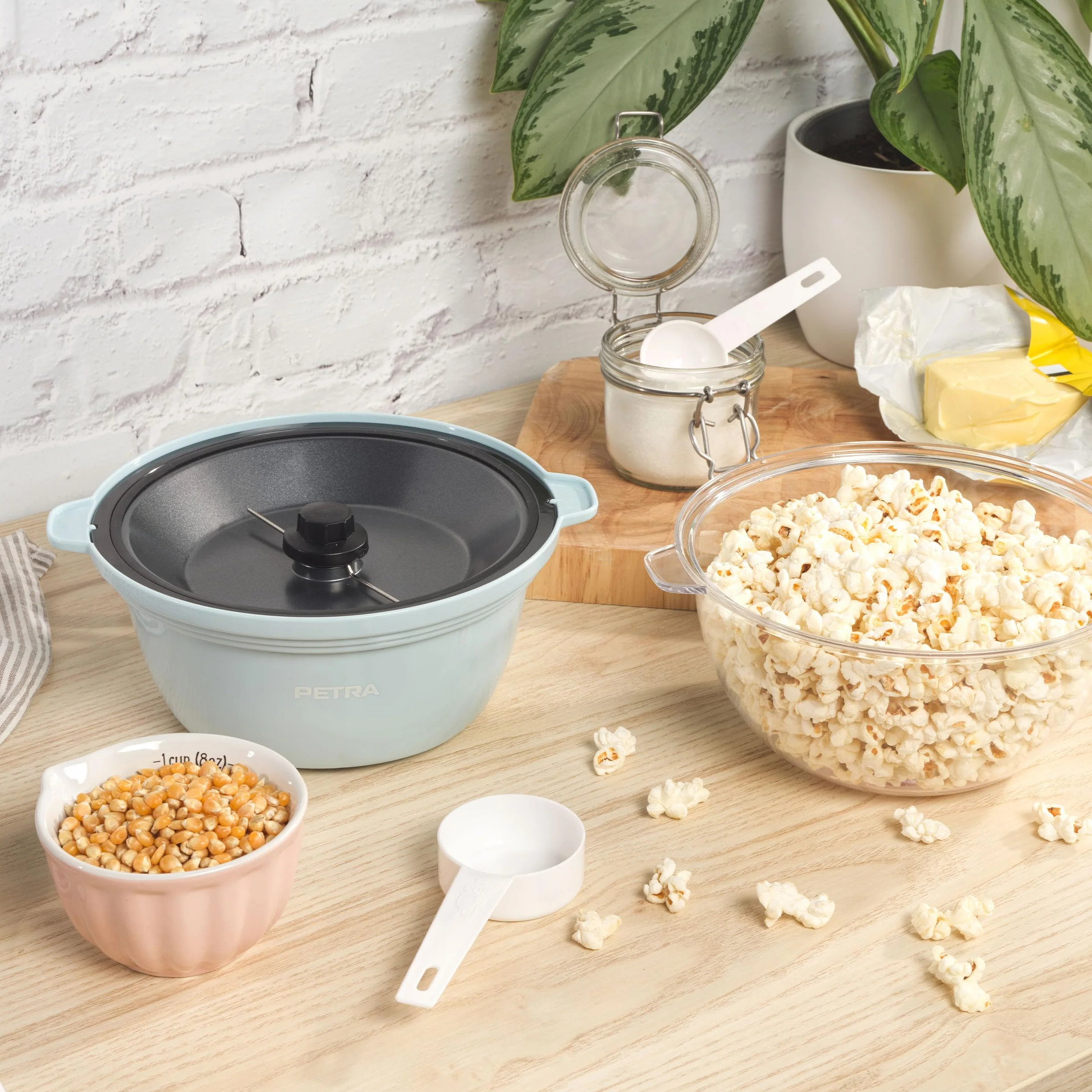 Petra PT6224BLVDE Mini Maszyna do Popcornu – Elektryczna Domowa Goraca Powietrzna Maszyna do Popcornu, Funkcja Mieszania dla Zdrowych Przekasek Bez Oleju/Tluszczu,