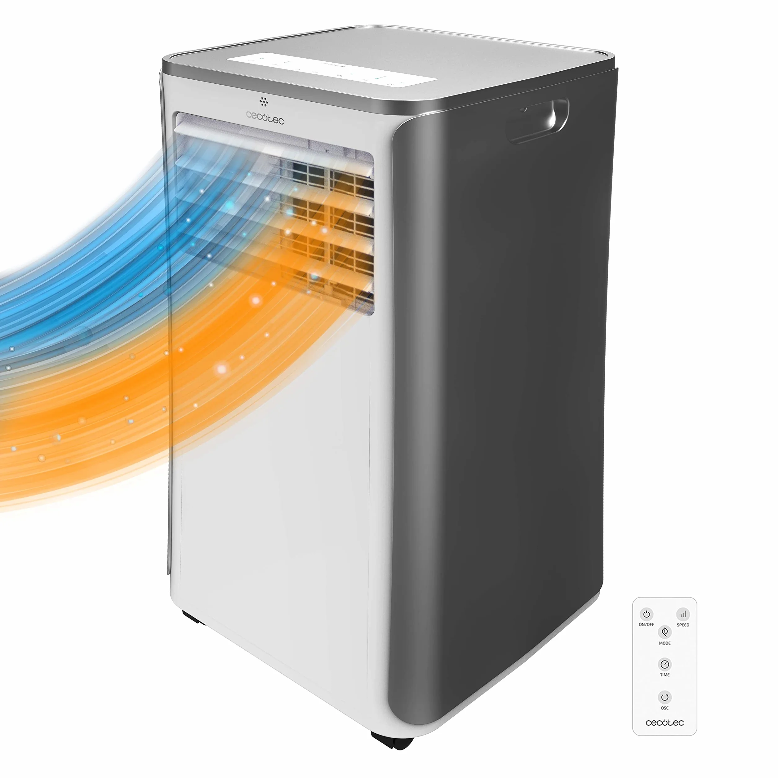 Cecotec Przenośna klimatyzacja z pilotem i pompą ciepła ForceClima 9400 Soundless Heating. 9000 BTU, wyświetlacz LED, 5 trybów, osuszanie, zasięg 20 m2