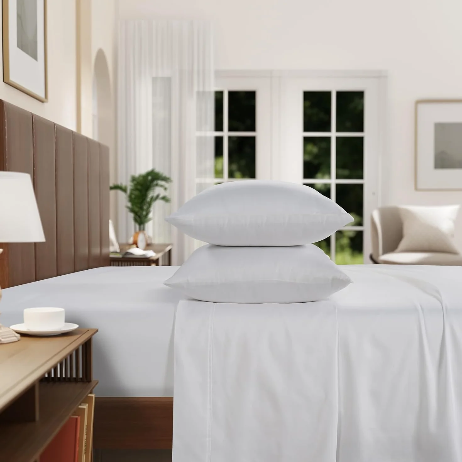 IZOD - Silky Sateen zestaw pościeli bawełnianej, gładkie i maślane uczucie, bawełna z długimi zszywkami, prześcieradła z głębokimi kieszeniami (300 TC, pełne/białe)