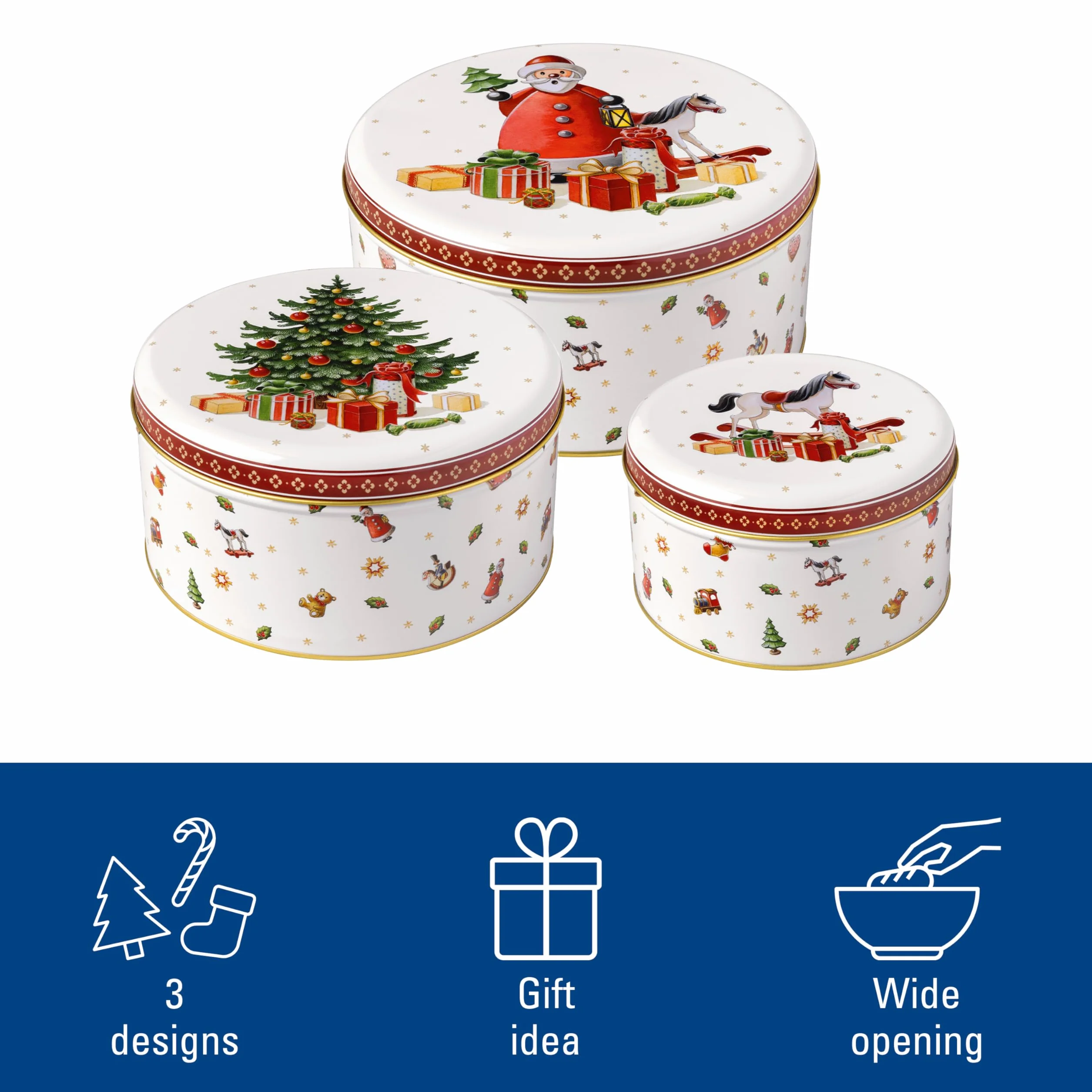 Villeroy & Boch Winter Collage zestaw puszek na ciastka 3-częściowy 19,7 x 9,4 cm