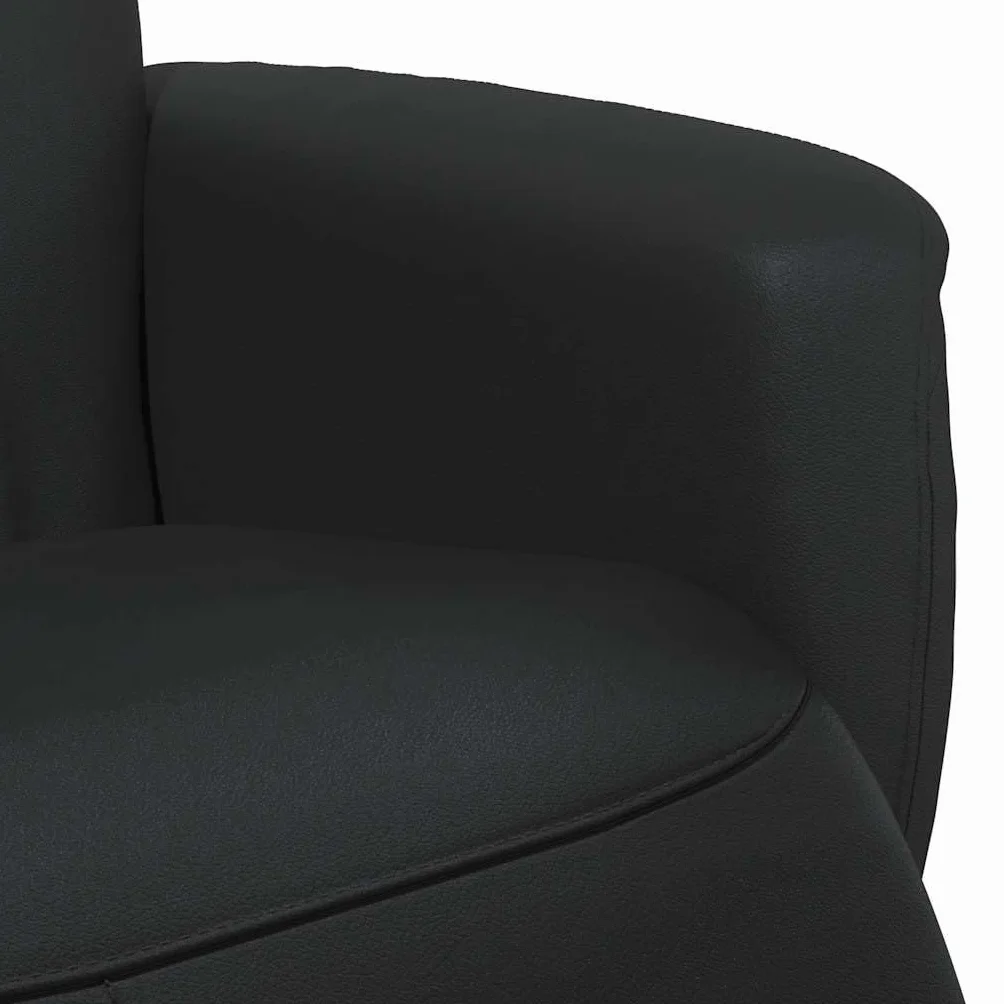 Fotel relaksacyjny z podnóżkiem, czarny, sztuczna skóra, obrotowy, z funkcją leżenia, ergonomiczny, wygodny, do salonu, biura, kącika do czytania, kominka