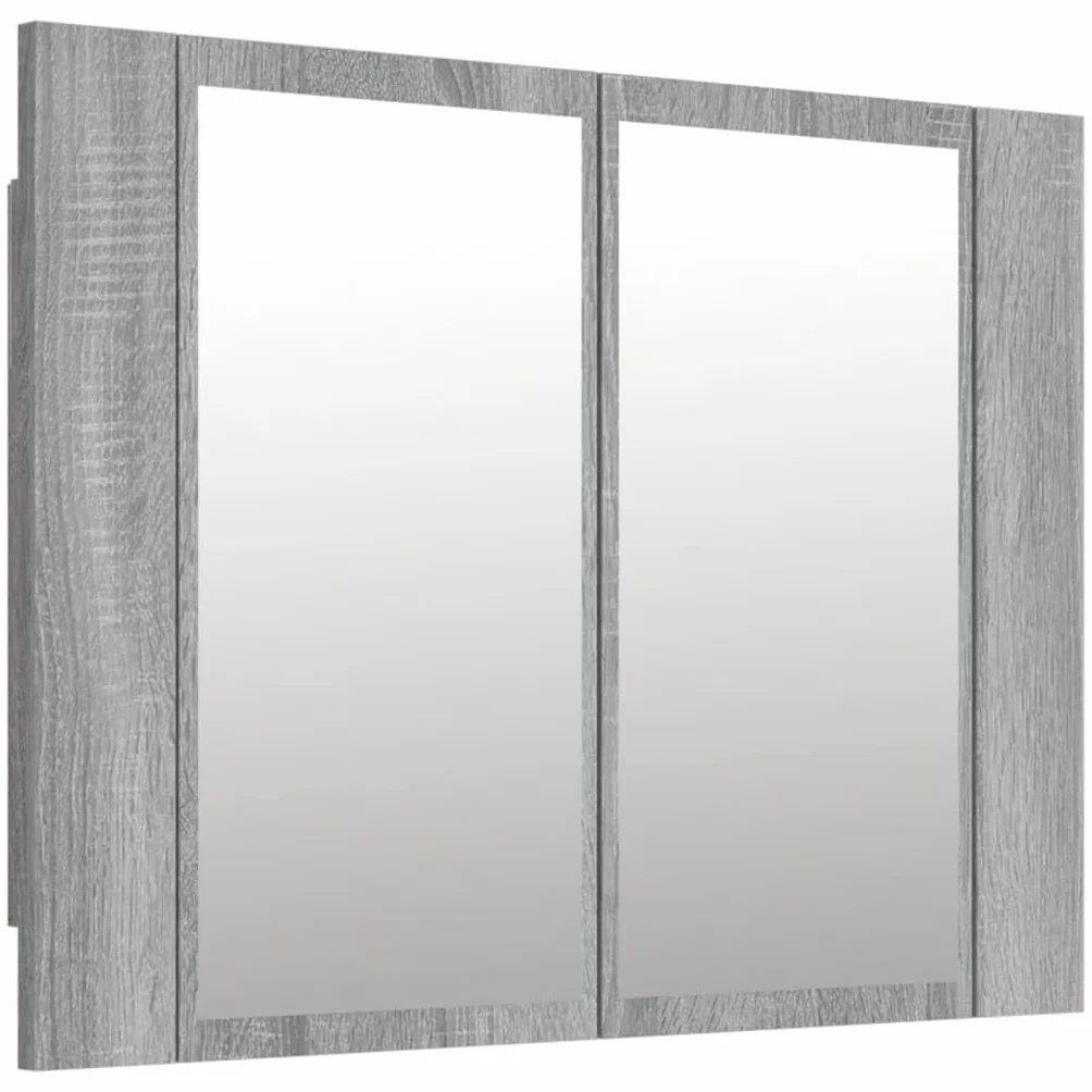 vidaXL Szafka łazienkowa z lustrem, szary dąb sonoma, 60x12x45 cm, szafka z LED, szafka LED, szafka z podświetleniem, szafki z LED, szafki LED