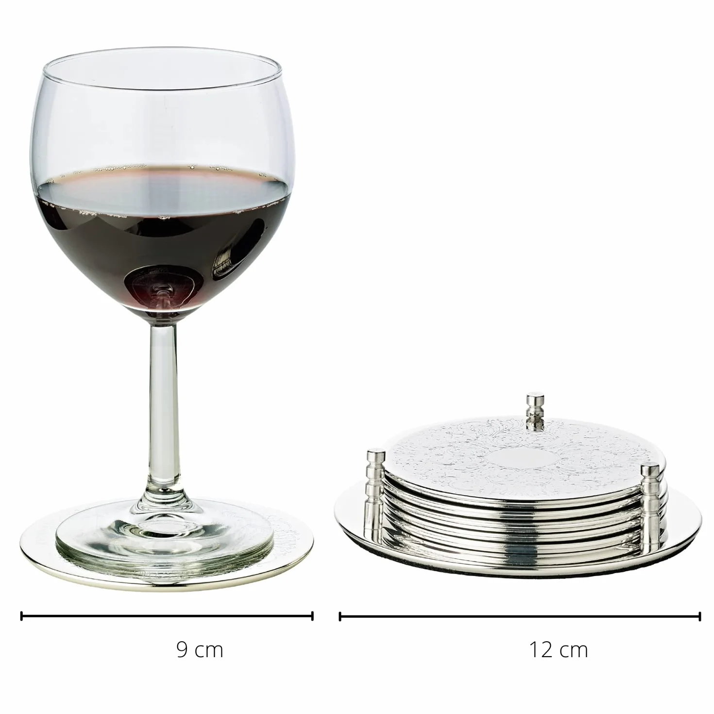 EDZARD Zestaw 6 podkładek Brugia (Ø 9 cm) w kolorze srebrnym - Podkładki pod szklanki, podkładki do filiżanek - okrągłe na garnek, świece, szklanki, napoje zamiast podkładek pod piwo