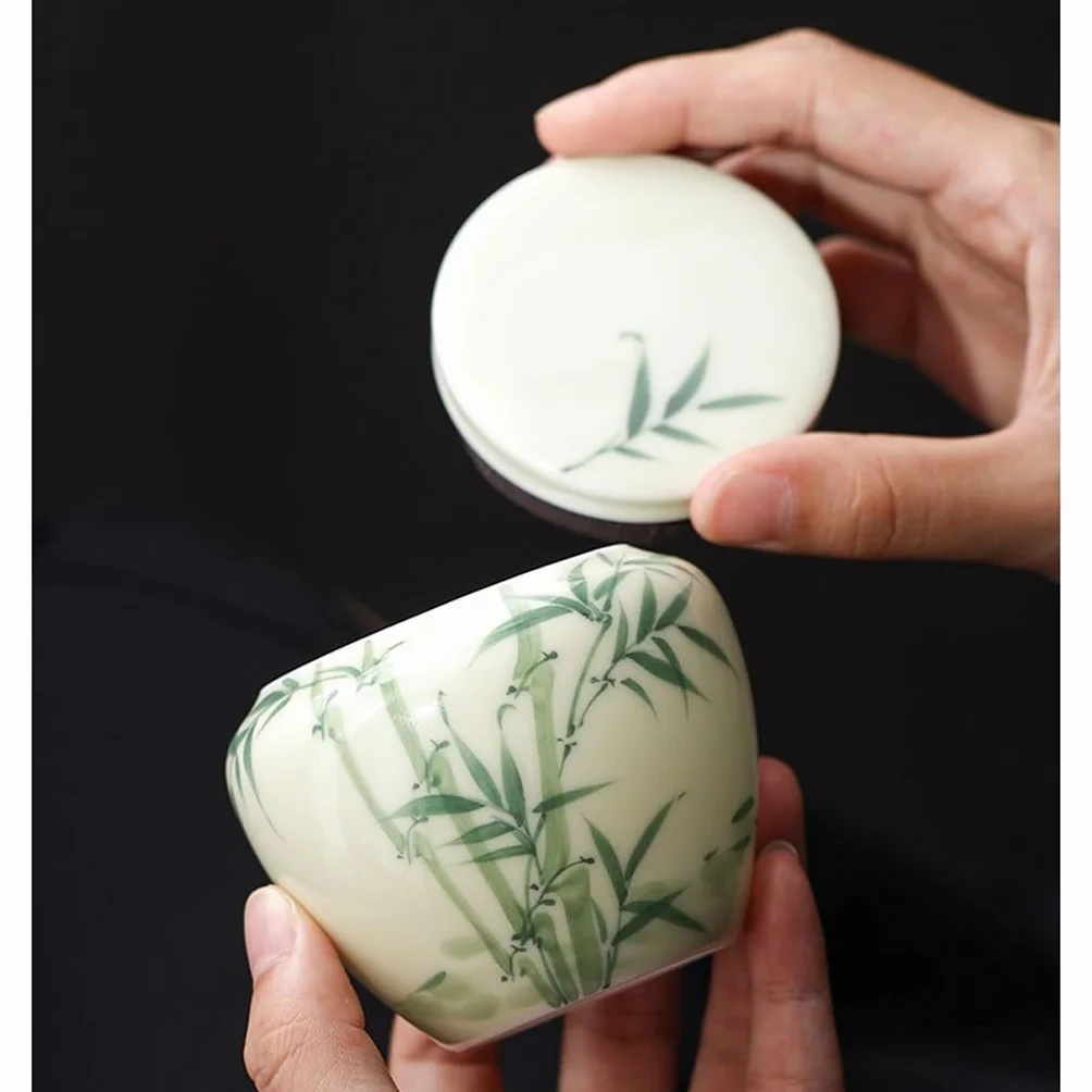 XYNSNDB Zestaw do herbaty Pojemnik do przechowywania herbaty Ręcznie malowane puszki na herbatę Zamknięte puszki Ceramiczne puszki do przechowywania gospodarstwa domowego Słoik do przechowywania