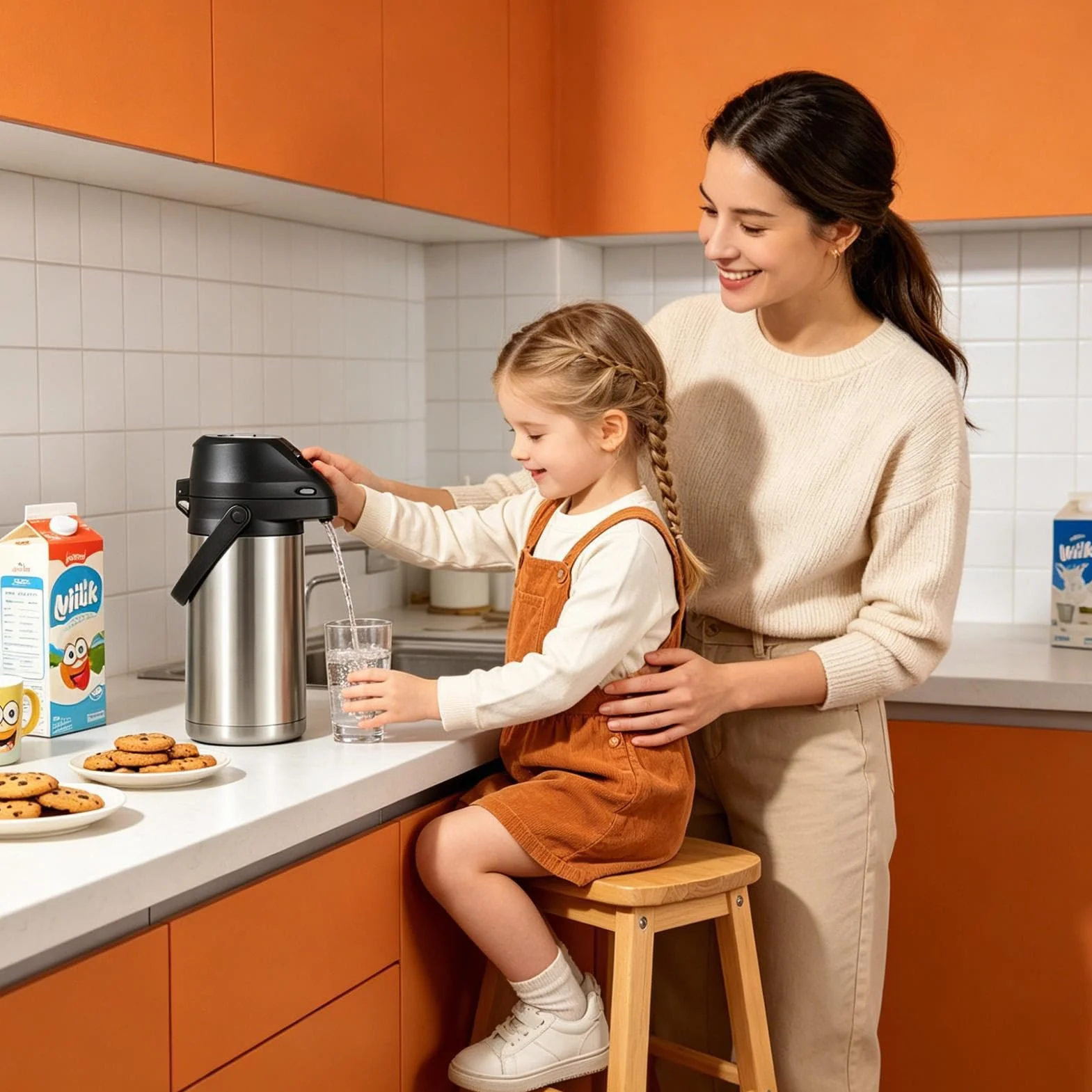Kubek Termiczny Izolowany Termos 1900 ml z przyciskiem | Izolowany Kubek Do Kawy Do Kawy, Do Wody, Do Napojów, Do Podróży, Do Domu, Do Szkoły, Do Biura, Na Kemping, Na Dojazdy, Do