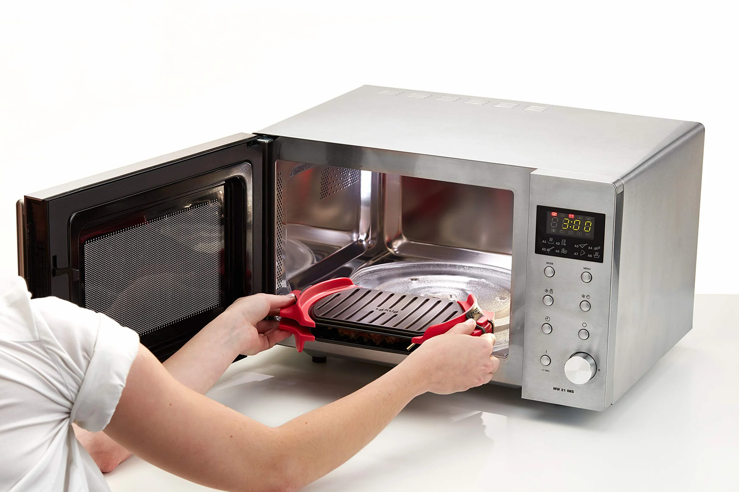 Lékué grill mikrofalowy opiekacz do kanapek prasa do panini 25,4 x 14 cm czerwony