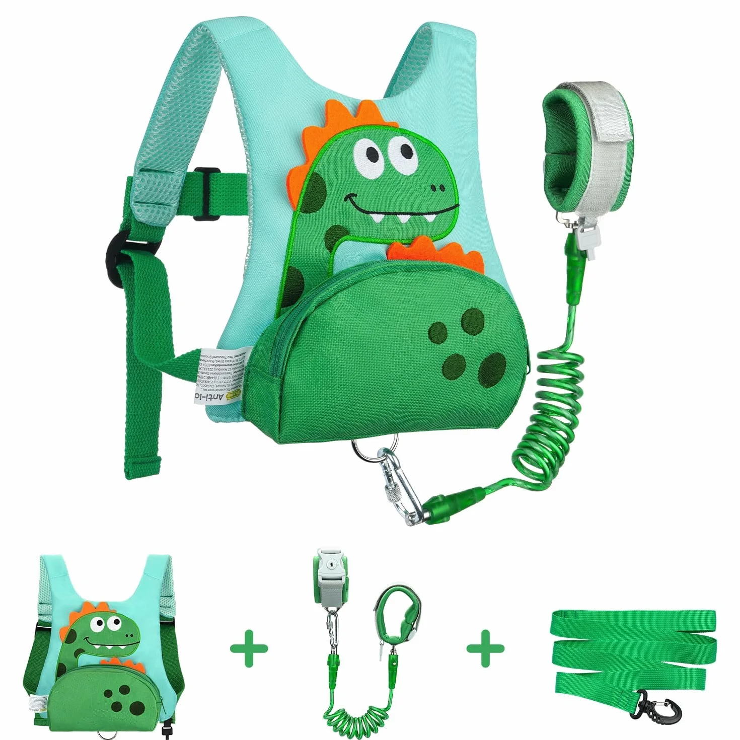 Dr.meter Uprząż 3 w 1 dla malucha, plecak z lejcami 30 cm, uroczy dinozaur, dziecięcy pas bezpieczeństwa z zabezpieczeniem kluczykiem, pasy ochronne dla dzieci podczas spacerów na świeżym powietrzu