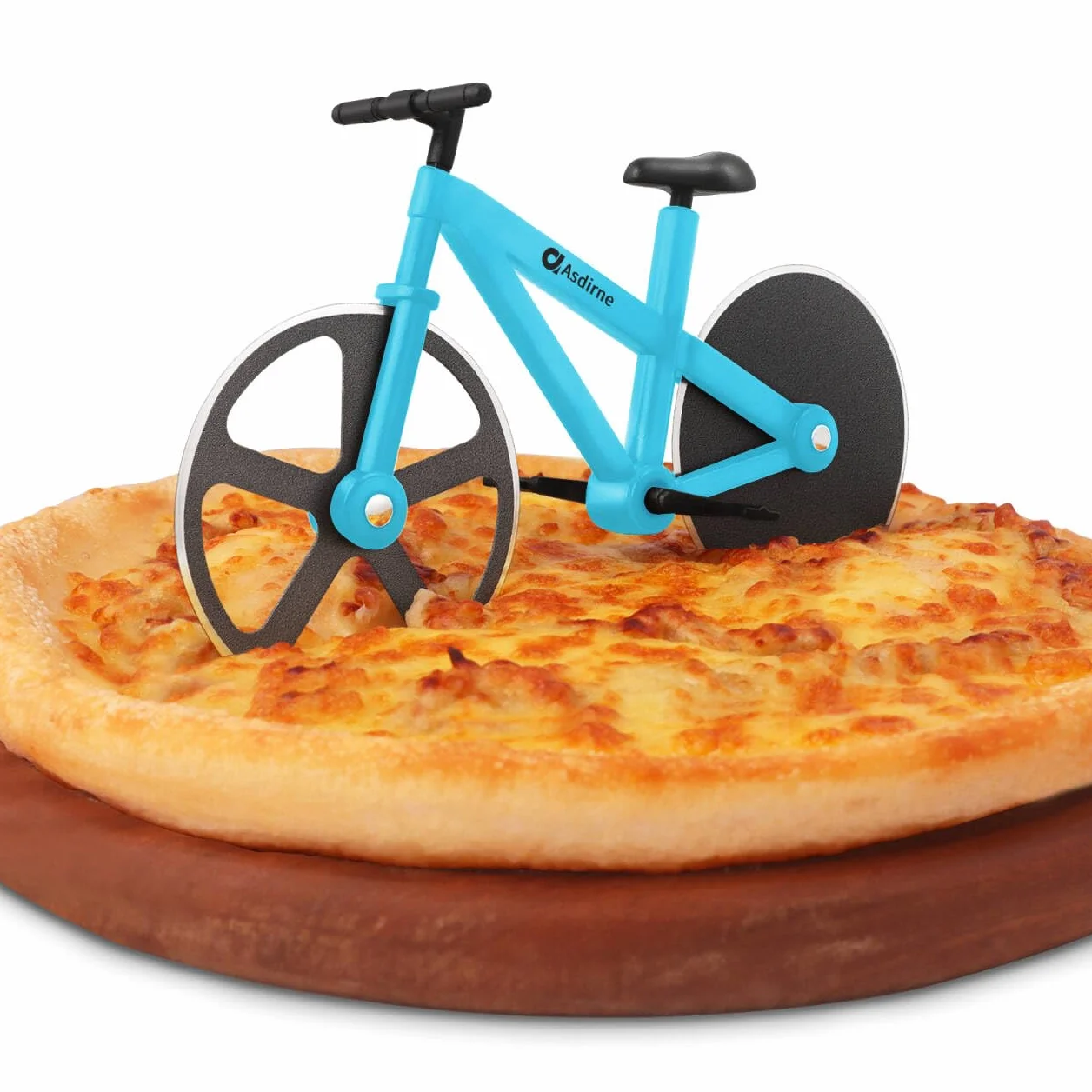 Asdirne nóż do pizzy, 19 cm nóż ze stali nierdzewnej, antyspazmatyczne ostrza, projekt rowerowy - nóż do krojenia pizzy, naleśników, ciast, ciastek, chleba i innych deserów