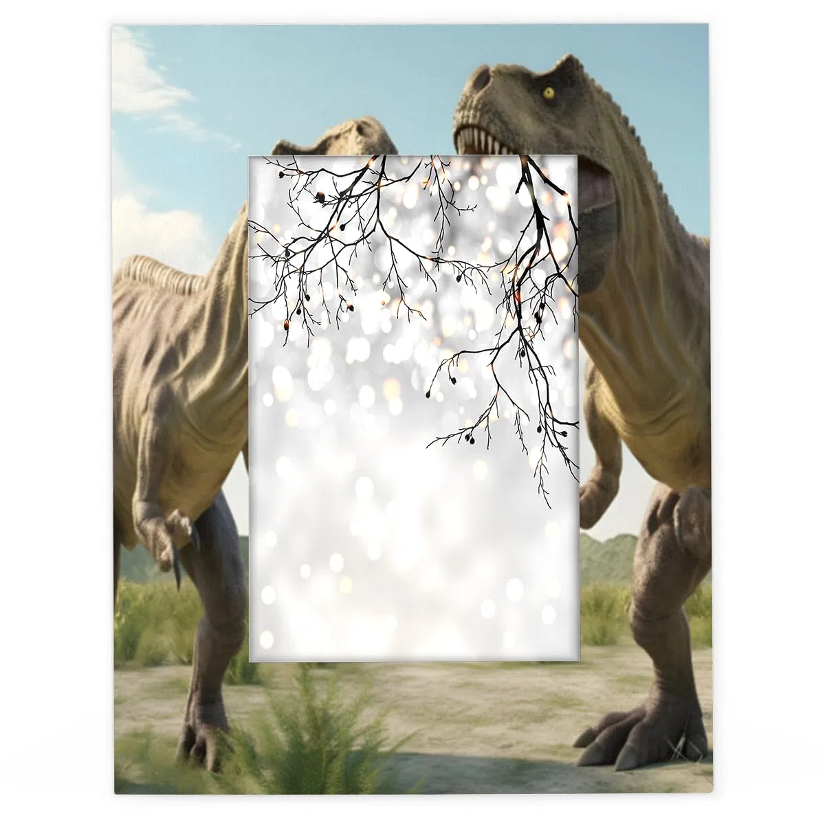Starożytność tyranozaur Rex dinozaur 38 x 35 cm ramka na zdjęcia pasuje do wyświetlaczy 28 x 35 cm, drewniana ramka na zdjęcia do dekoracji wnętrz