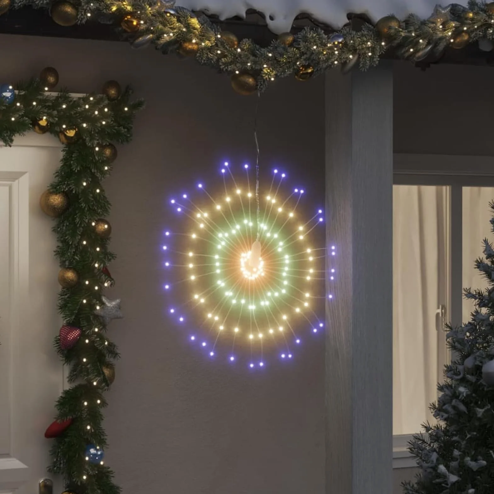 Homgoday Dekoracje świąteczne, dekoracje świąteczne, dekoracje świąteczne na zewnątrz, oświetlenie świąteczne galaktyka 140 diod LED 8 szt. wielokolorowe 17 cm