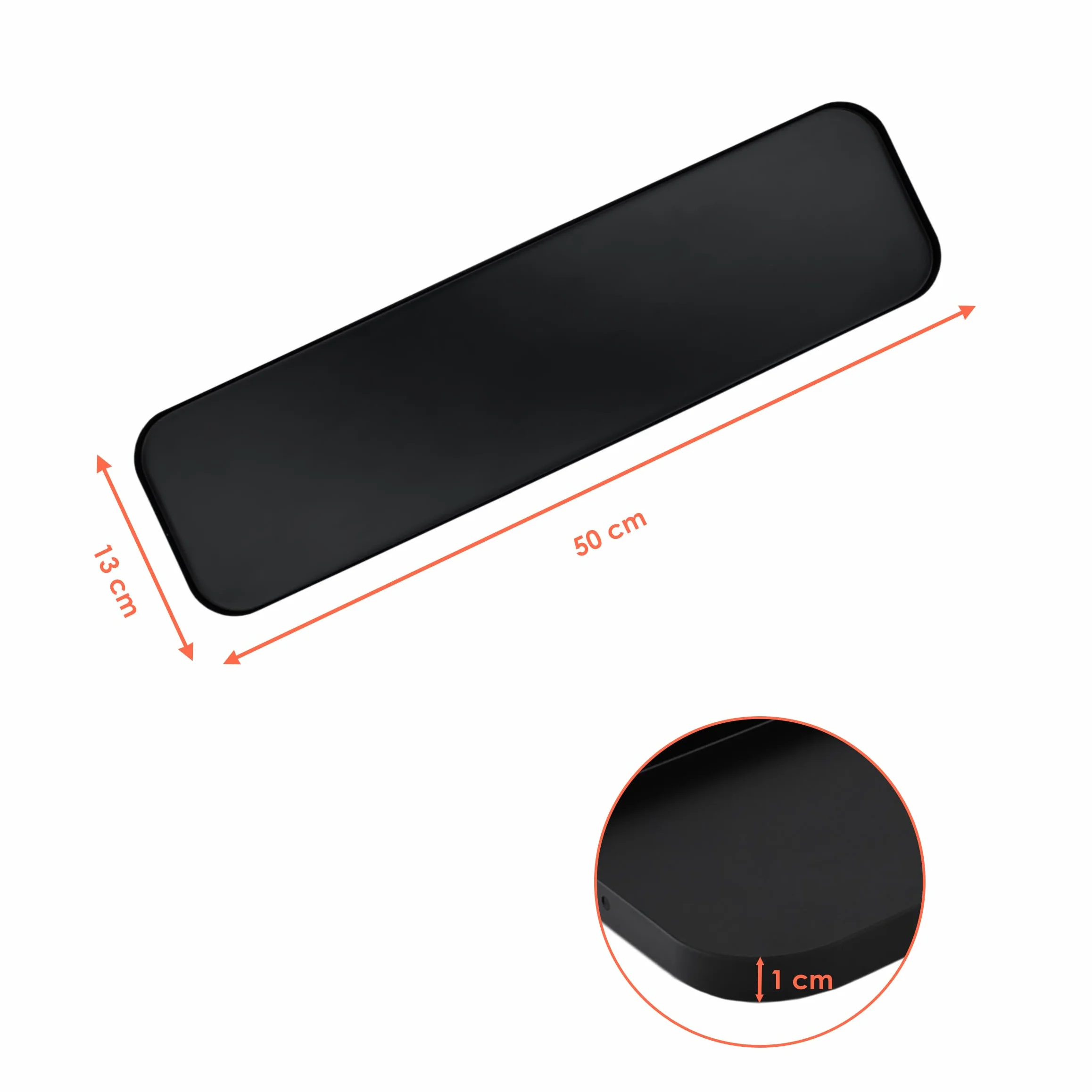 Metalowa taca na świece czarna - 50 cm x 13 cm - taca dekoracyjna prostokątna z marginesem - talerz dekoracyjny serwujący prezent świece taca