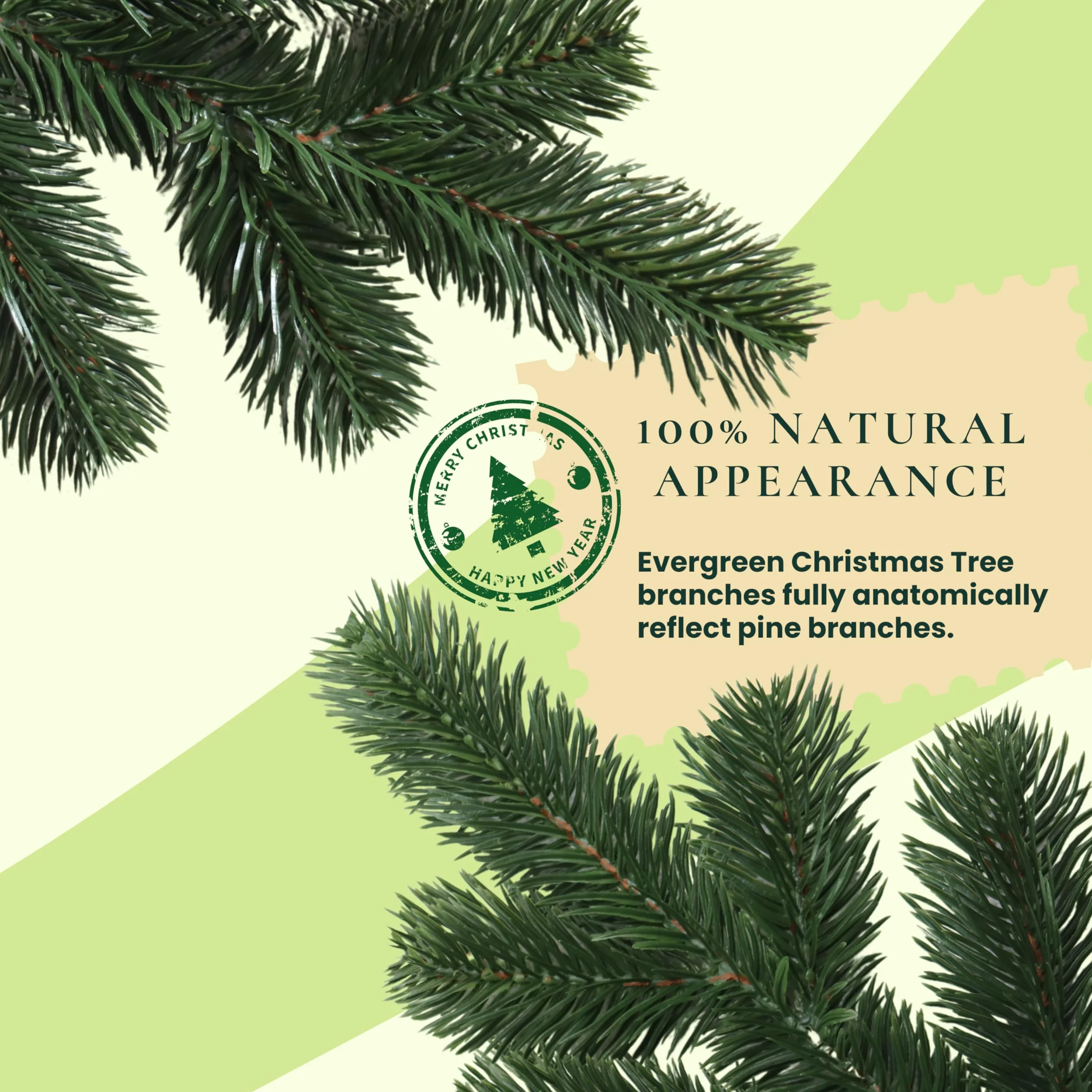 Evergreen Tree® Sztuczna choinka 210 cm, wysokiej jakości, 100% formowana wtryskowo, z drewnianym stojakiem, prawdziwe gałązki – Made in EU – Artificial Christmas Tree