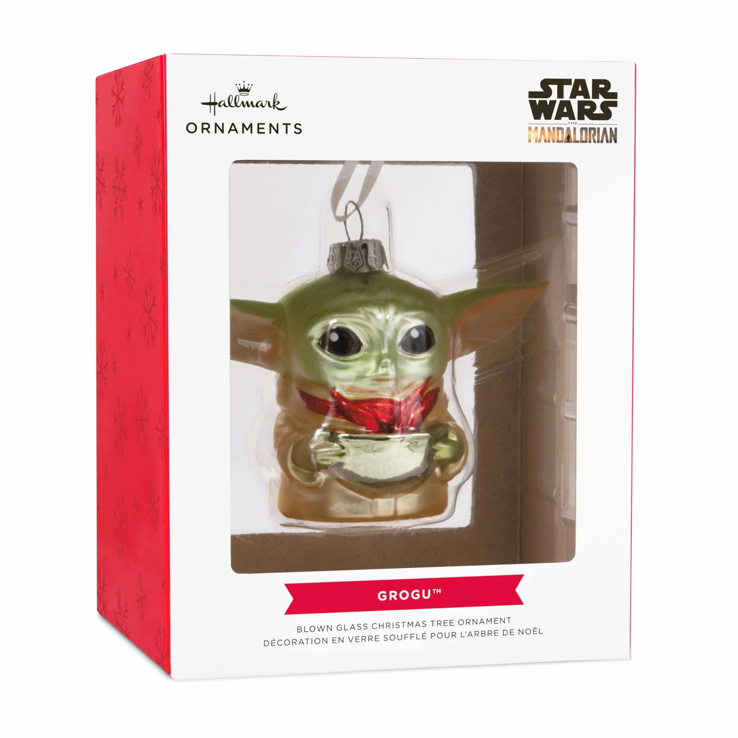 Hallmark Szklana ozdoba Grogu, dekoracja drzewa z motywem Gwiezdnych Wojen, Mandalorian, wisząca ozdoba na Boże Narodzenie, prezenty na Boże Narodzenie