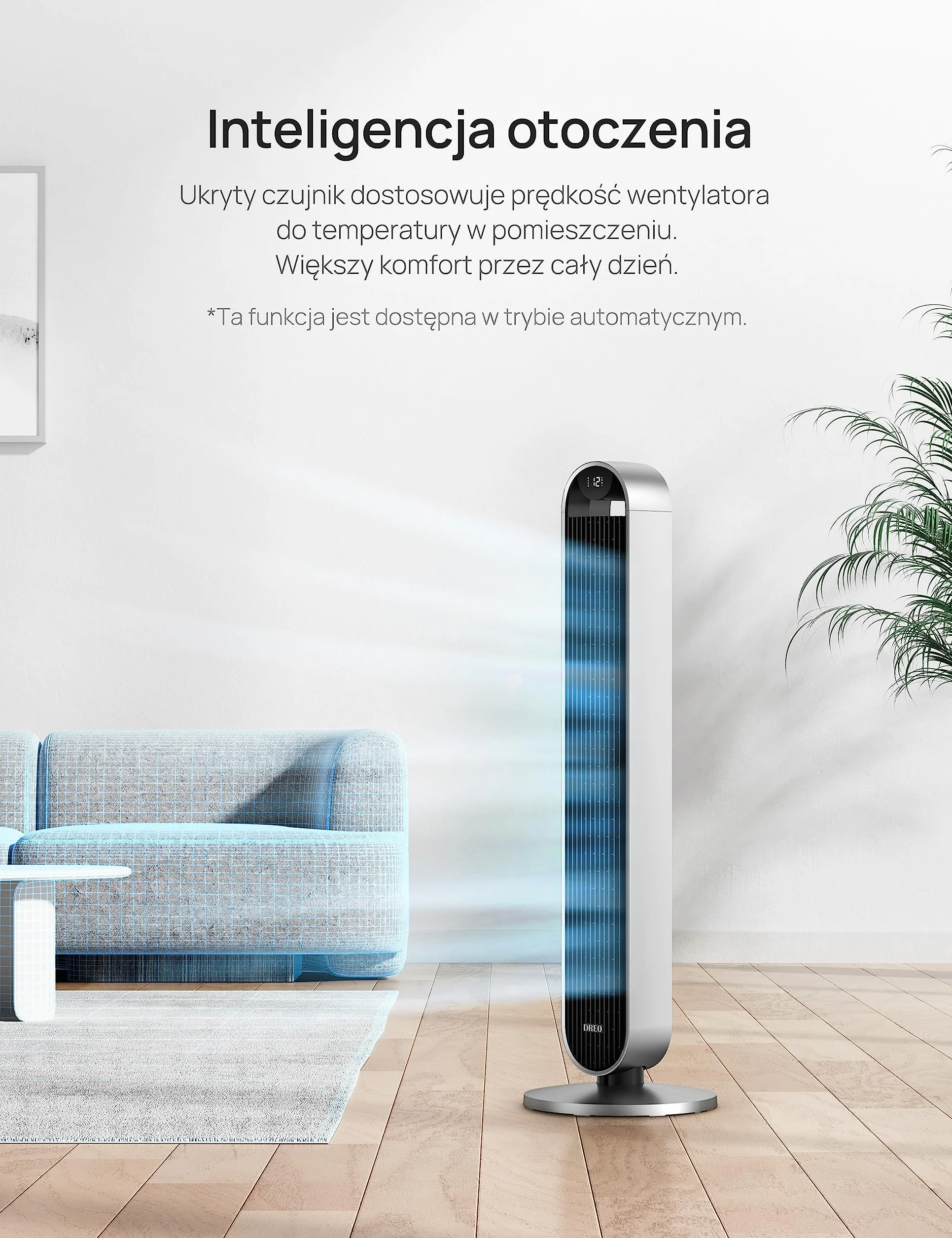 Dreo Wentylator wieżowy z pilotem zdalnego sterowania, cichy mobilny wentylator z timerem i oscylacją 120°, 106 cm tower fan z timer do 12 godzin, 4 tryby 12 prędkości, 36 W, Czarny