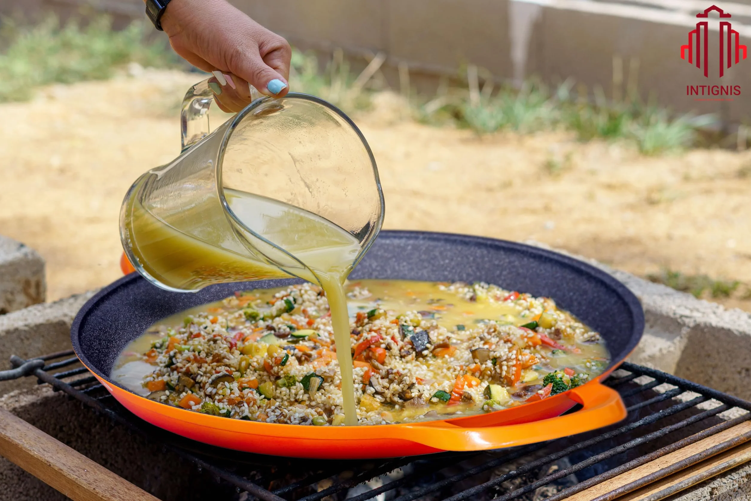 Patelnia do Paelli 36cm z pokrywką, nieprzywierająca, stal nierdzewna, do pieczenia (Orange)