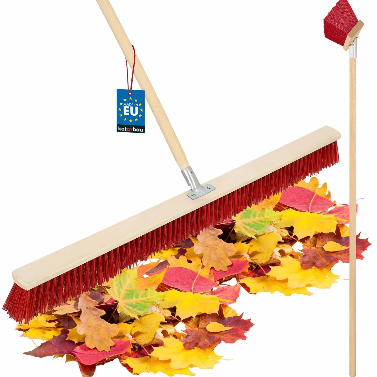 KOTARBAU® Ulicówka - 105 CM - Zamiatacz - Szczotka - Miotła Drewniana - Zmiotka - PVC - Drewniany Trzonek