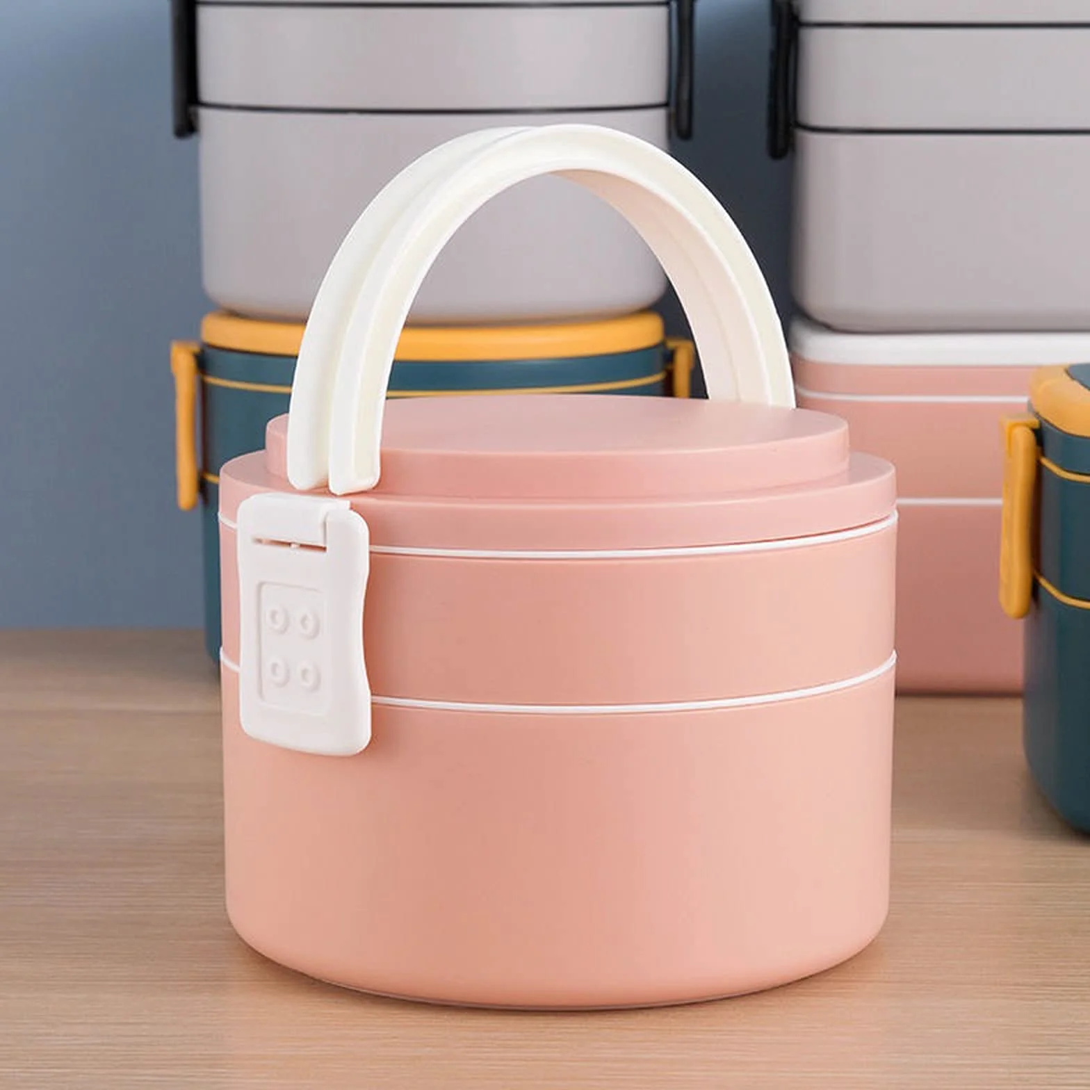 Pudełka Bento 1100ml Przenośne 2-warstwowe zdrowe pudełko na drugie śniadanie Pojemnik na jedzenie Kuchenka mikrofalowa Pudełka Bento na drugie śniadanie z wycięciem ，Pudełko ryżowe(C)