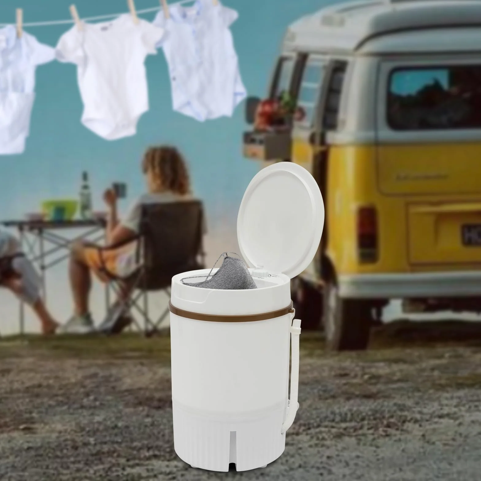 Przenośna mini pralka 4,5 l, mini pralka z wirowaniem, z wężem dopływowym/koszem odwadniającym, na kemping/do domu, do sypialni, skarpety, bielizny, kolor biały