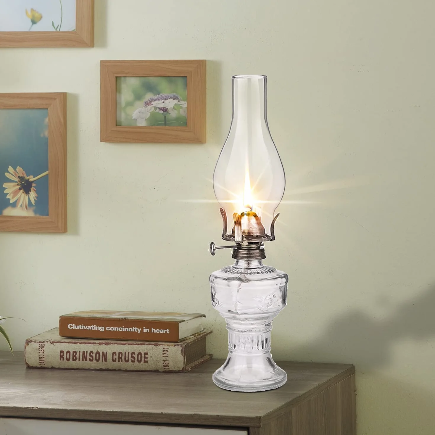 TRANSPLANT szklana lampa naftowa, lampa olejna, szklana, klasyczna, retro, dekoracja domu, lampa, ślub, festiwal, dekoracja, duża pojemność, 32 cm