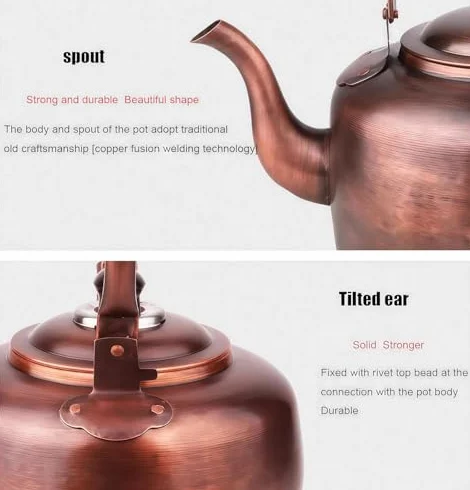 Ręcznie robiony miedziany gwizdający czajnik do herbaty, 5 l, do gotowania gazowego i indukcyjnego, klasyczny design z litej miedzi, idealny dla miłośników herbaty i domowych kucharzy