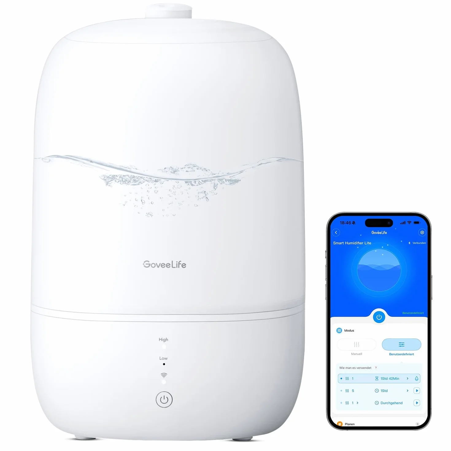 GoveeLife Top-Fill Air Smartnawilżacz do sypialni, 3 l, ultradźwiękowy dyfuzor powietrza z zapachem i światłem nocnym do 25 h, 24 dB, cichy