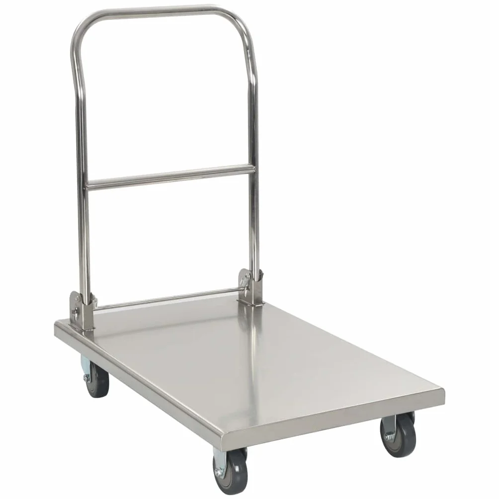 Générique Wózek platformowy 82x53x86 cm ze stali nierdzewnej, składany , pojemność 200 kg, do ciężkiego transportu, kuchni, hotelu, magazynu, 2 kółek obrotowych i 2 stałych