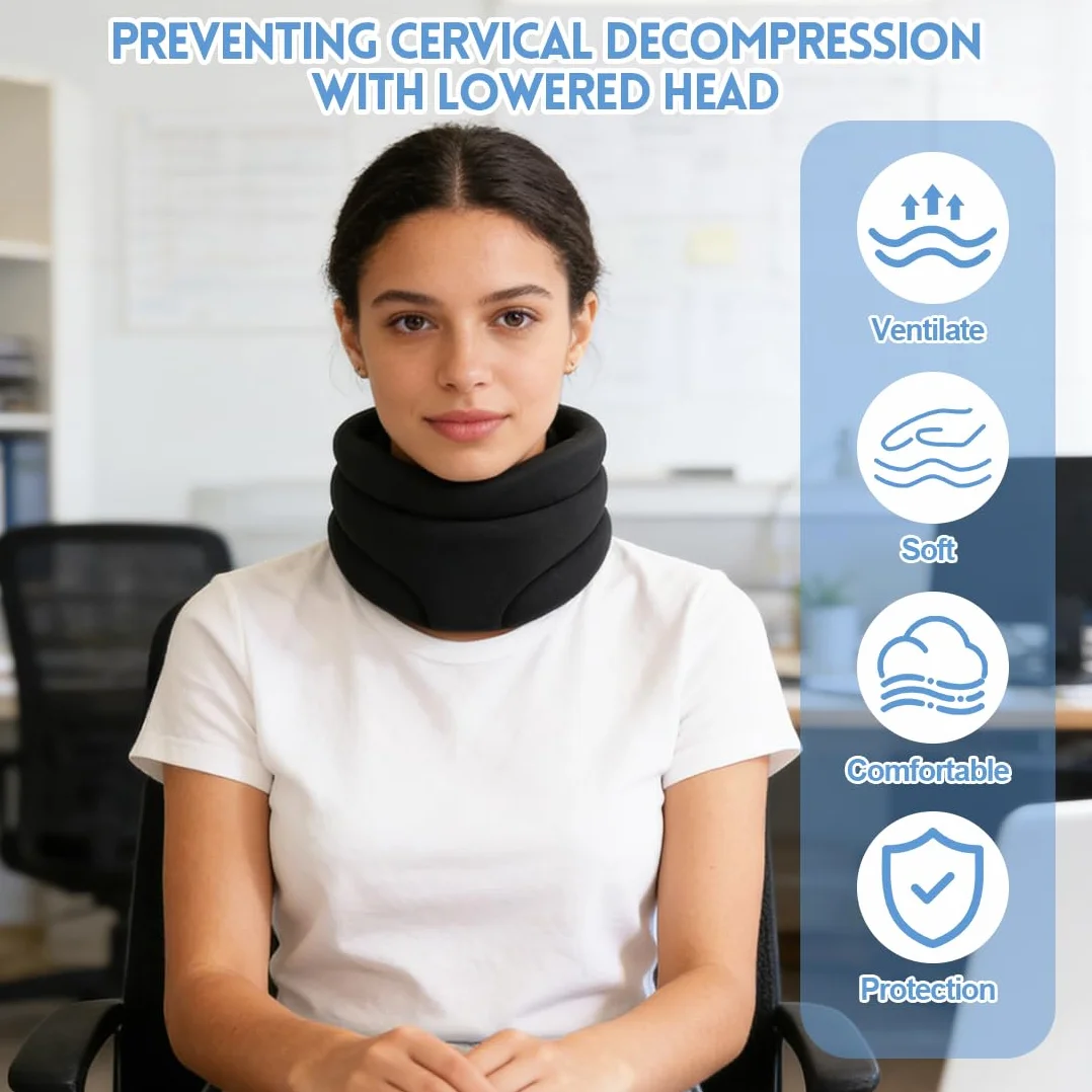 RANJIMA Wsparcie karku przeciwko chrapaniu, miękki i regulowany kołnierz z pianki do spania, ergonomiczne podparcie szyi dla wsparcia, bólu snu i ucisku dla kobiet i mężczyzn