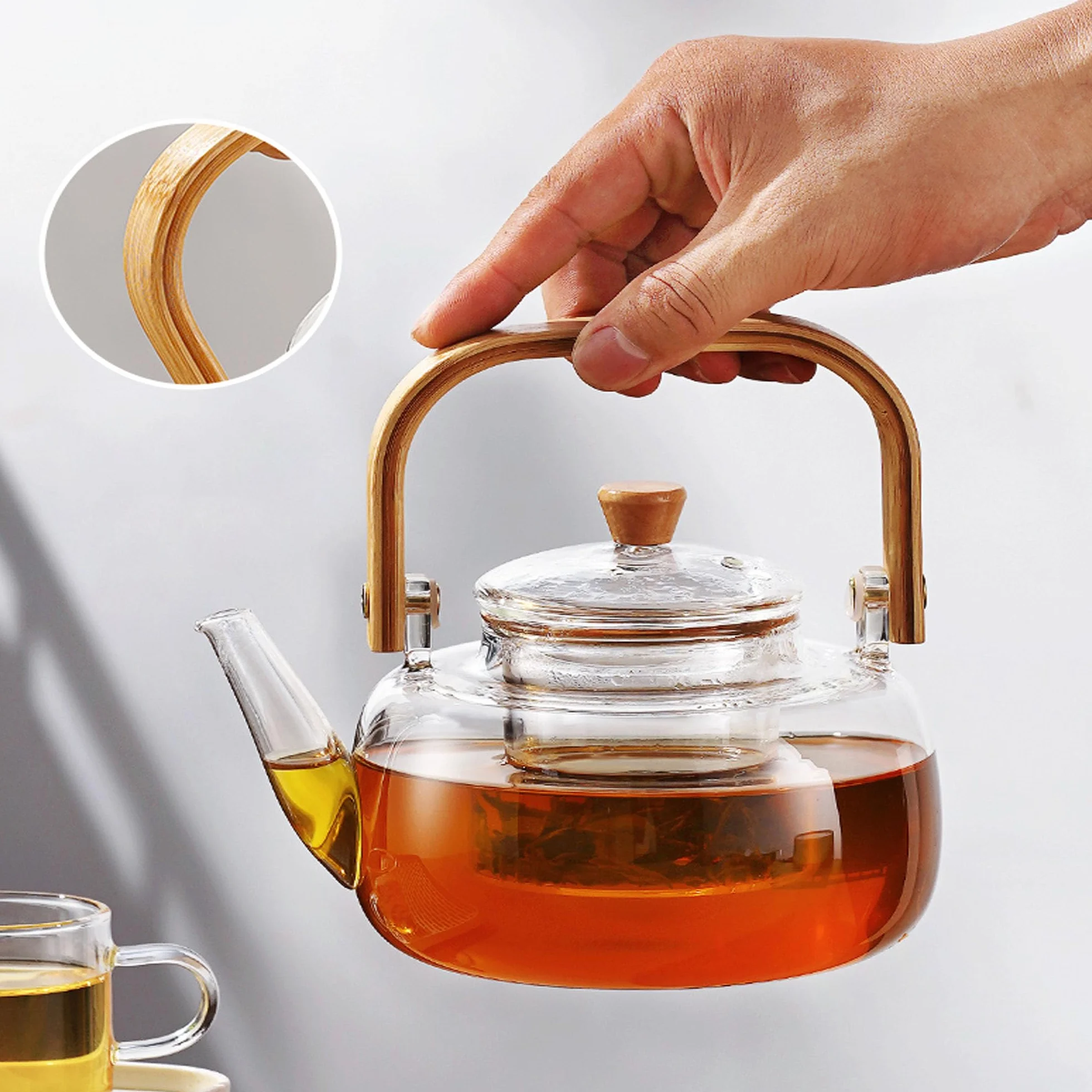 YUEMING Szklany czajniczek z zaparzaczem 1000 ml dzbanek do herbaty z sitkiem