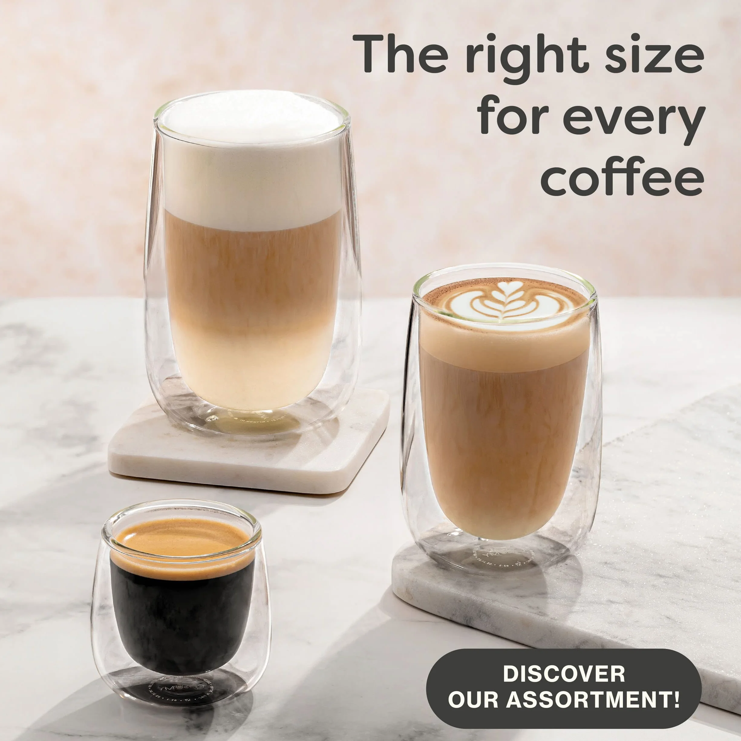 Cosumy 4 Szklanki termiczne do espresso o podwójnych ściankach 80ml - dłużej utrzymują ciepło - chronią dłonie - z pudełkiem upominkowym