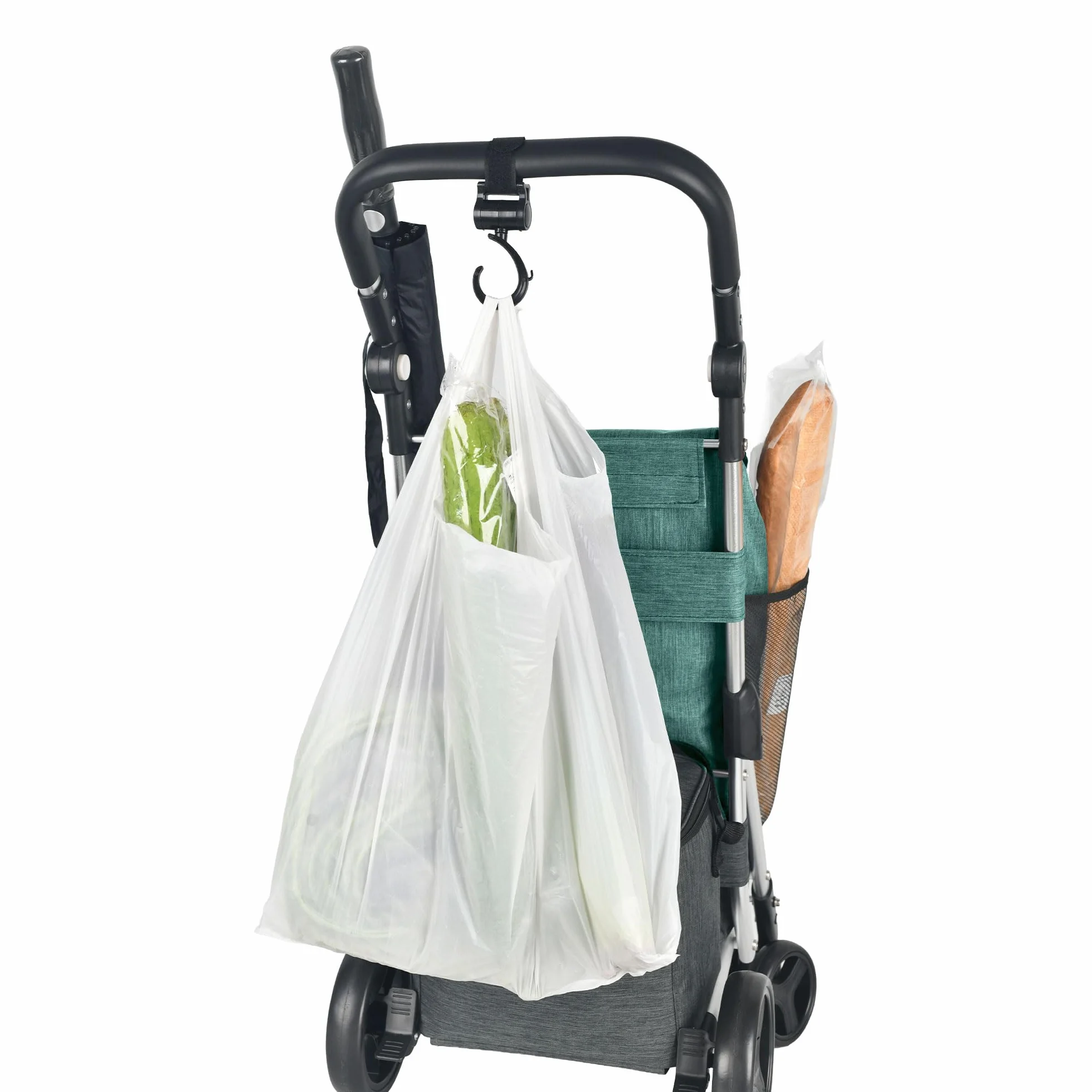 JATA HCAR2501 wózek na zakupy 4 kółka 40 l z torbą chłodzącą do mrożonek, 2 kółka obrotowe o 360°, składany wózek z hamulcem, aluminiowe podwozie