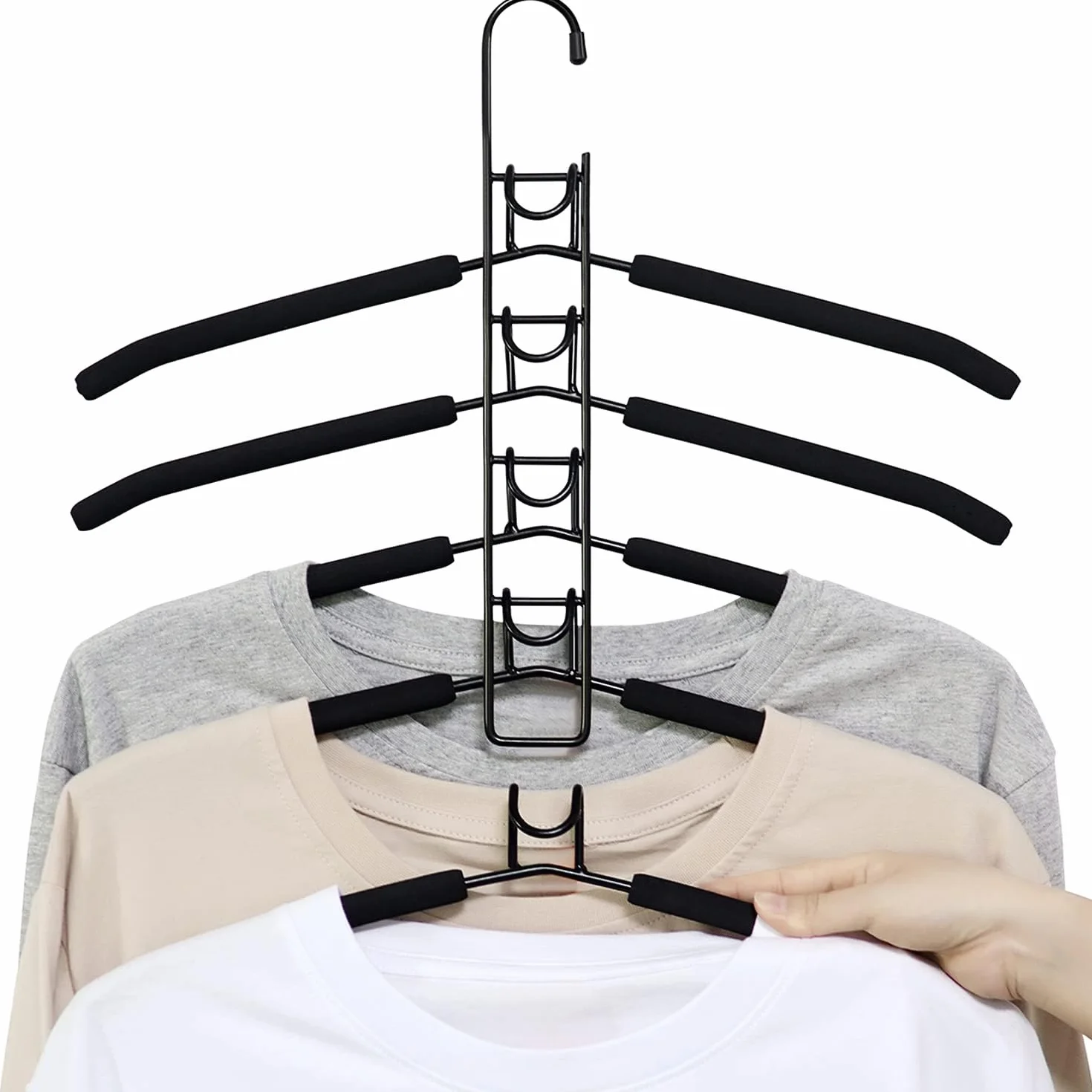 Wieszak na ubrania, nie zajmuje dużo miejsca, metalowy, 5 w 1, antypoślizgowa, stabilna gąbka, uniwersalne wieszaki na kurtki, płaszcze, swetry, spodnie, T-shirty