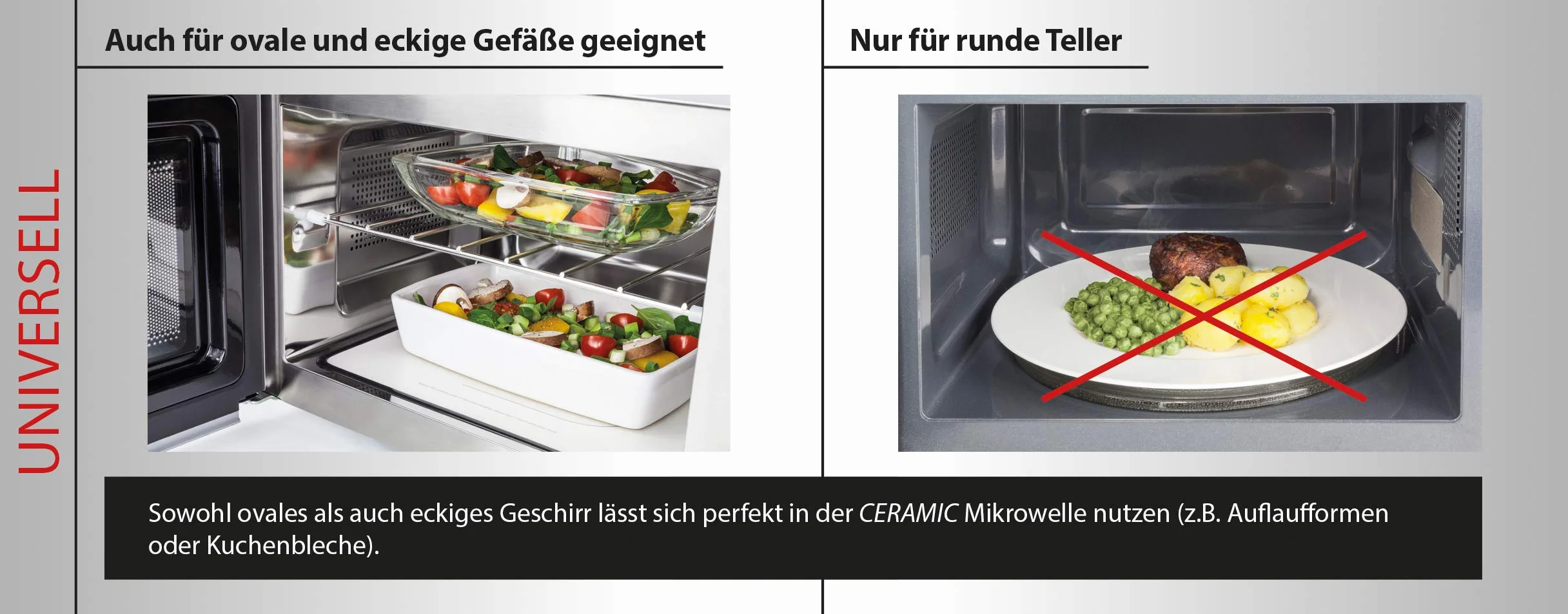 CASO MG20 Ceramic menu kuchenka mikrofalowa 2 w 1 z grillem, ceramiczny spód i ruszt do grillowania na 2 poziomach, 900 W, 1000 W, 20 l, stal nierdzewna, lustrzane