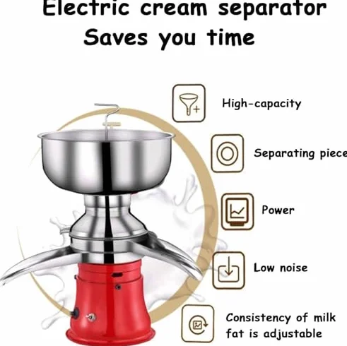 Elektryczny separator mleka - 50 l/h maszyna do separacji śmietany i masła do świeżego mleka koziego i krowiego - przekształca surowe mleko pełne w odtłuszczone mleko