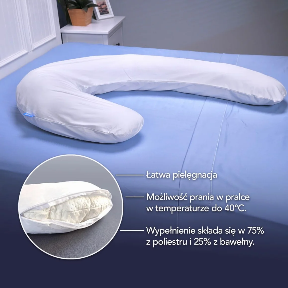 Ergonomiczna Poduszka Ciążowa XL 132x63,5x15 cm Oddychający Materiał
